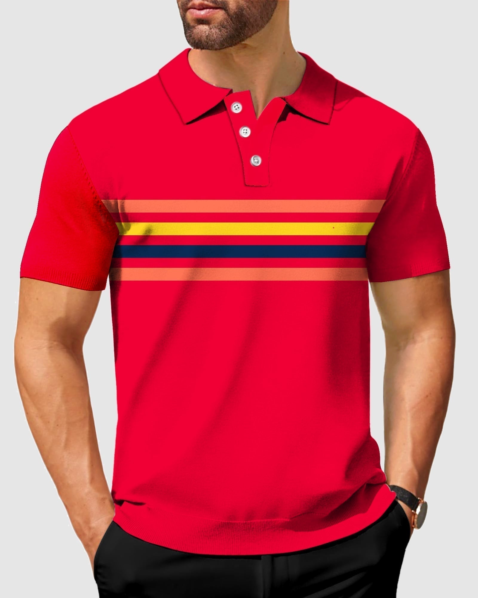 Men's Mix Horizontal stripes-Stripe Series Polo