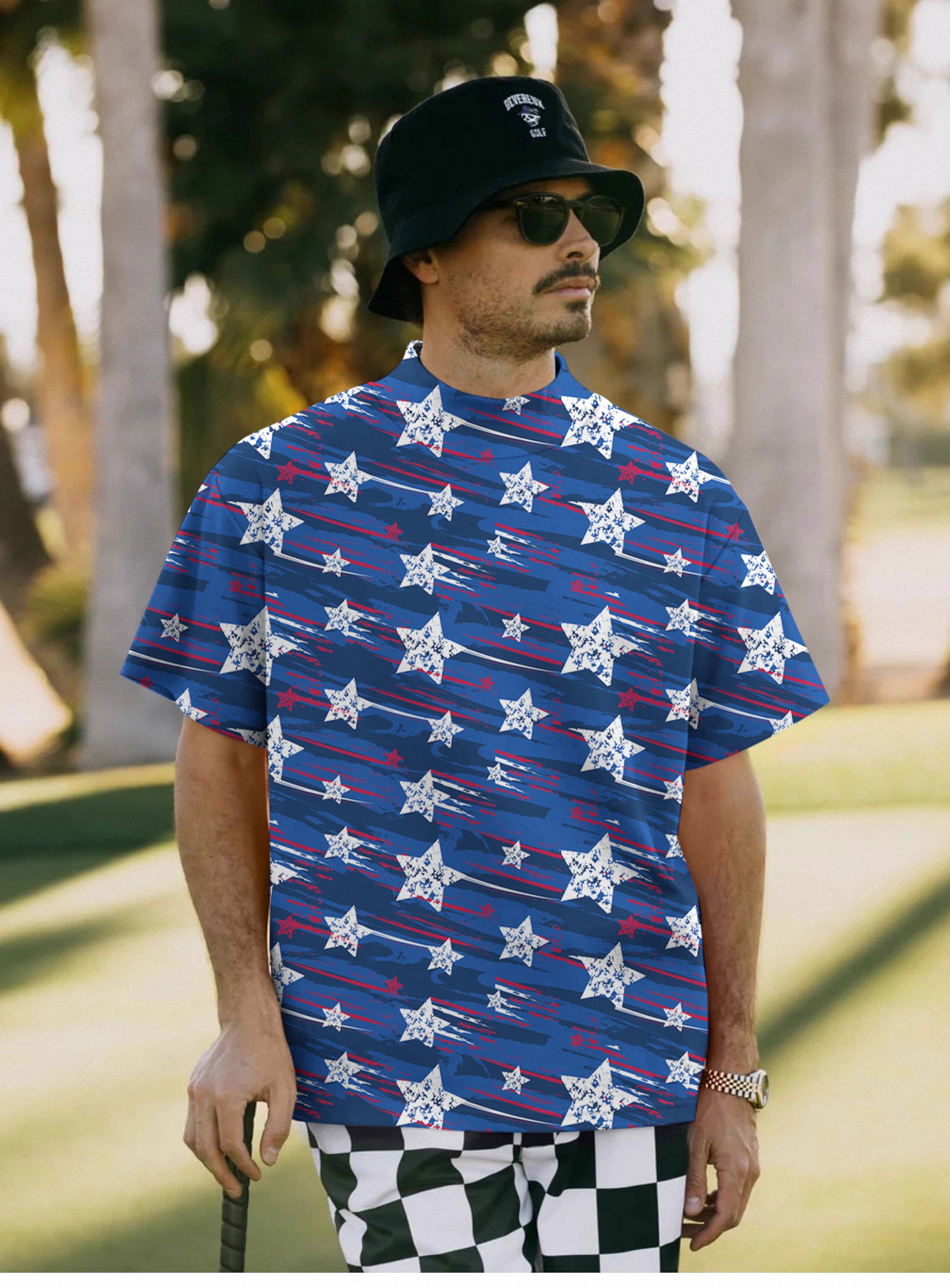 Men's American Star Pullover High neck Long/Short sleeve T-Shirt