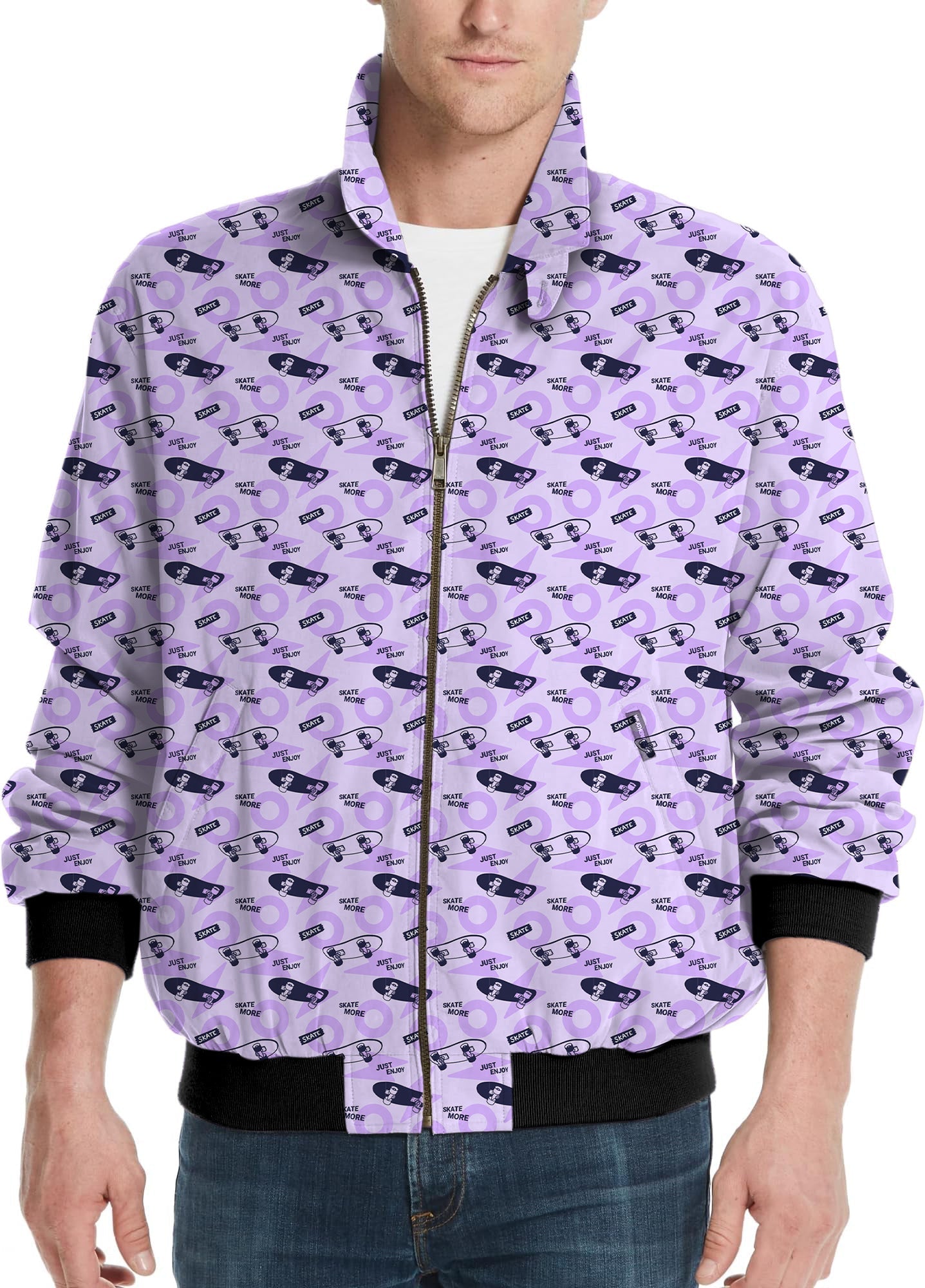 Purple Skate More men's golf windbreaker light jacket with skate pattern design