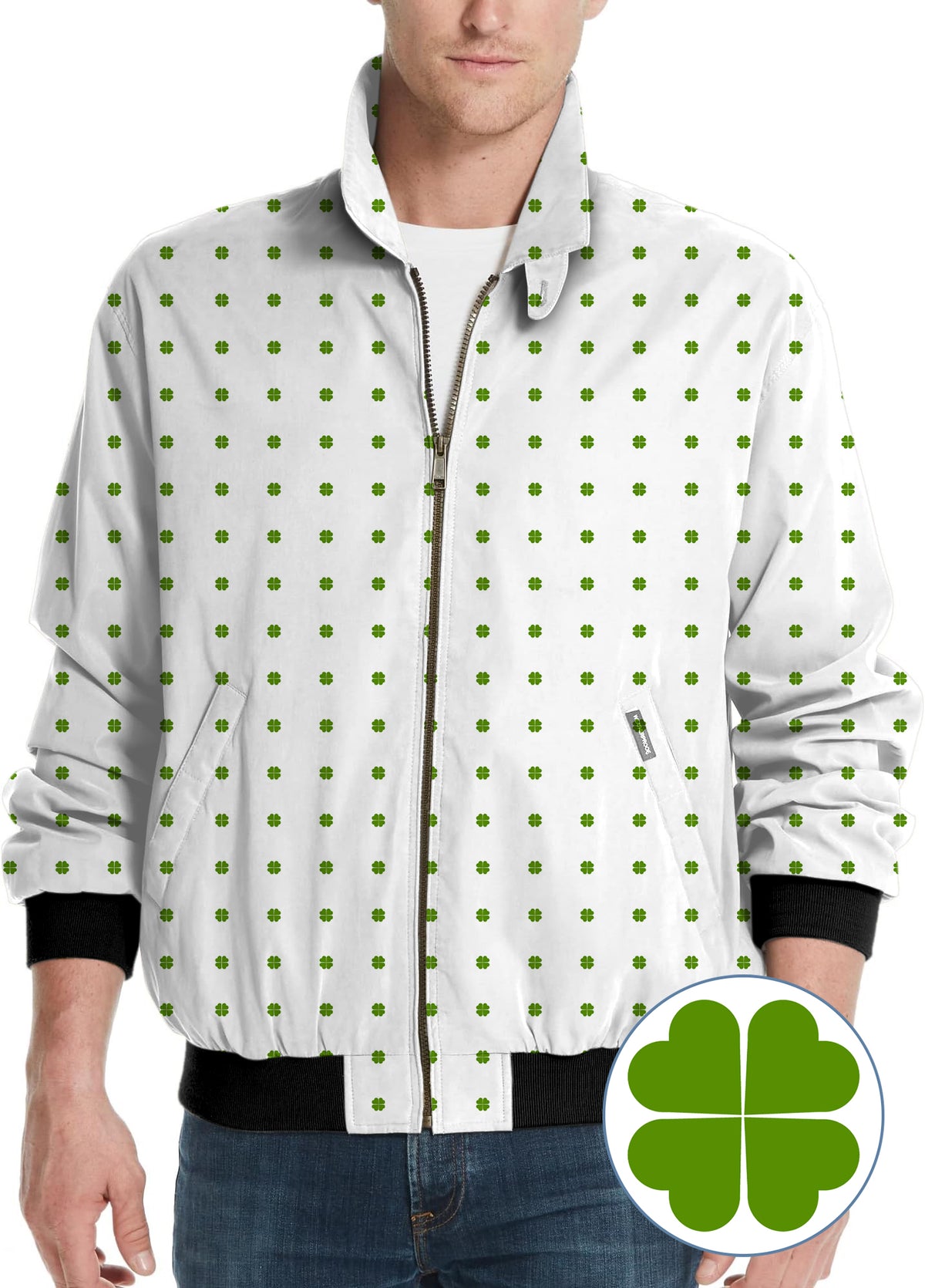 Lucky Four-Leaf Clover Men's Golf Windbreaker Light Jacket