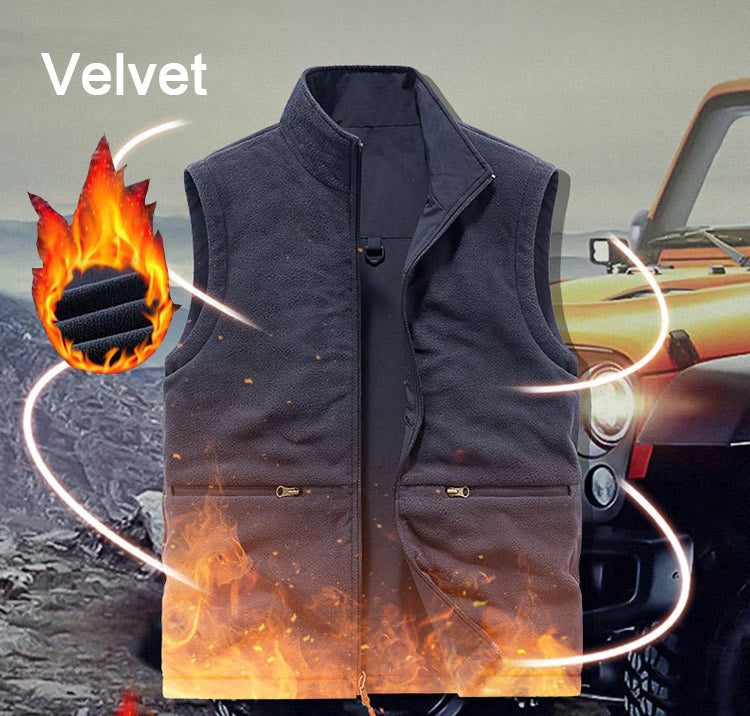 Men's lightweight softshell vest sleeveless jacket with velvet fabric and fire-resistant feature for windproof waterproof golf wear