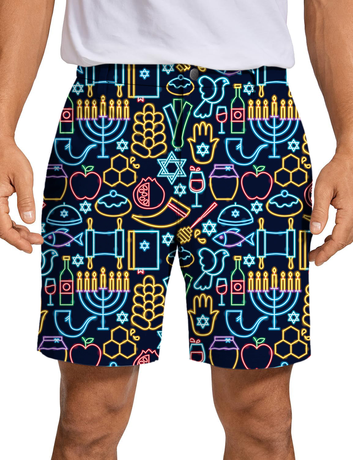 Men's Neon Rosh Hashanah Golf Shorts