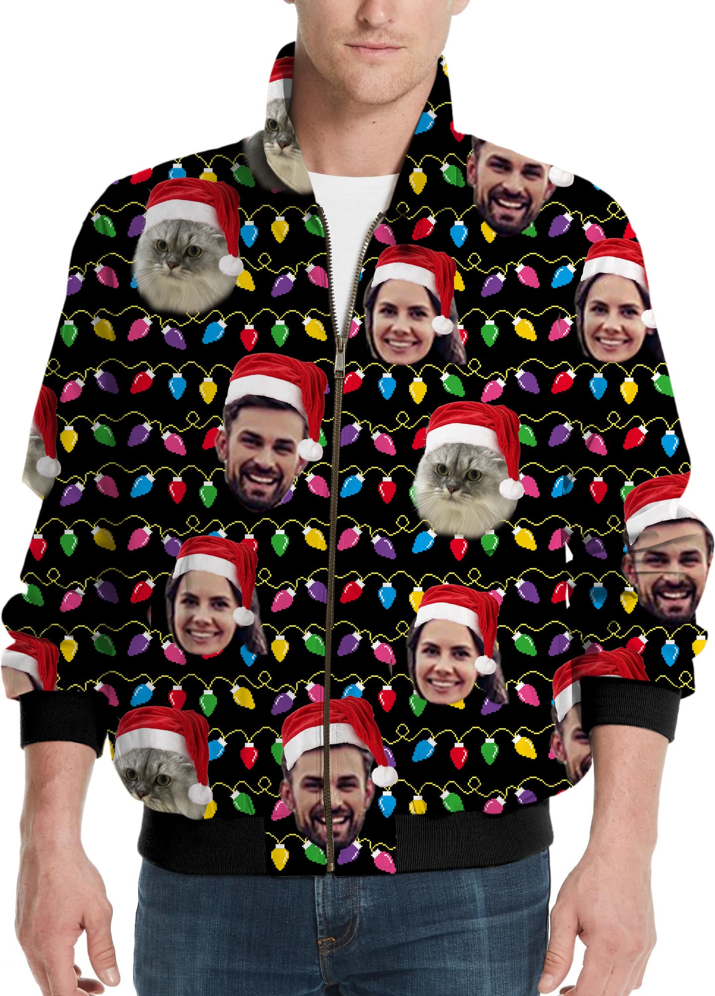 Custom face-Christmas Custom face Men's Golf Windbreaker Light Jacket