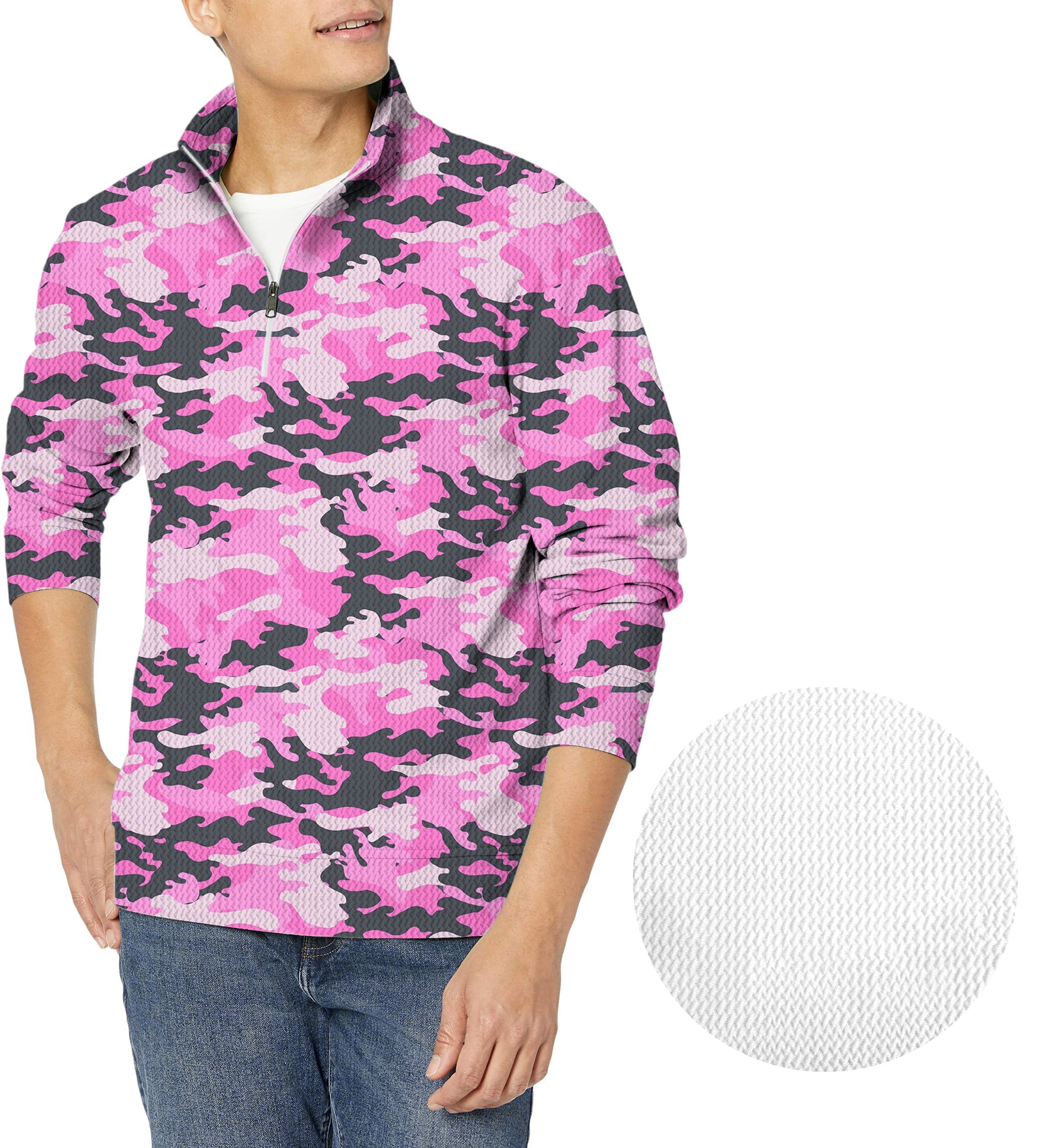Pink Camo-Men's Golf Waffle Zipper Pullover