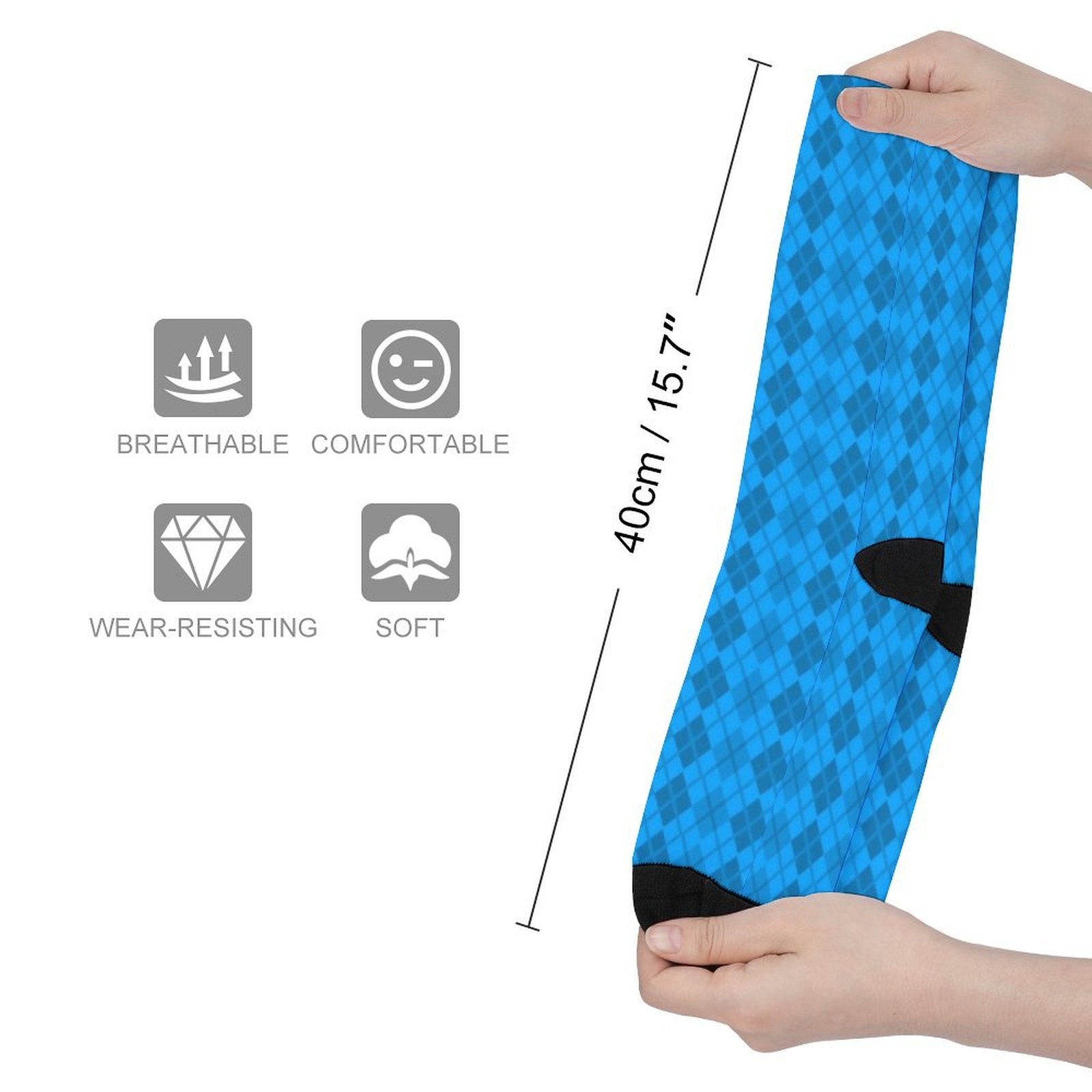 Argyle Blue grid Prined socks Gifts for Men Women