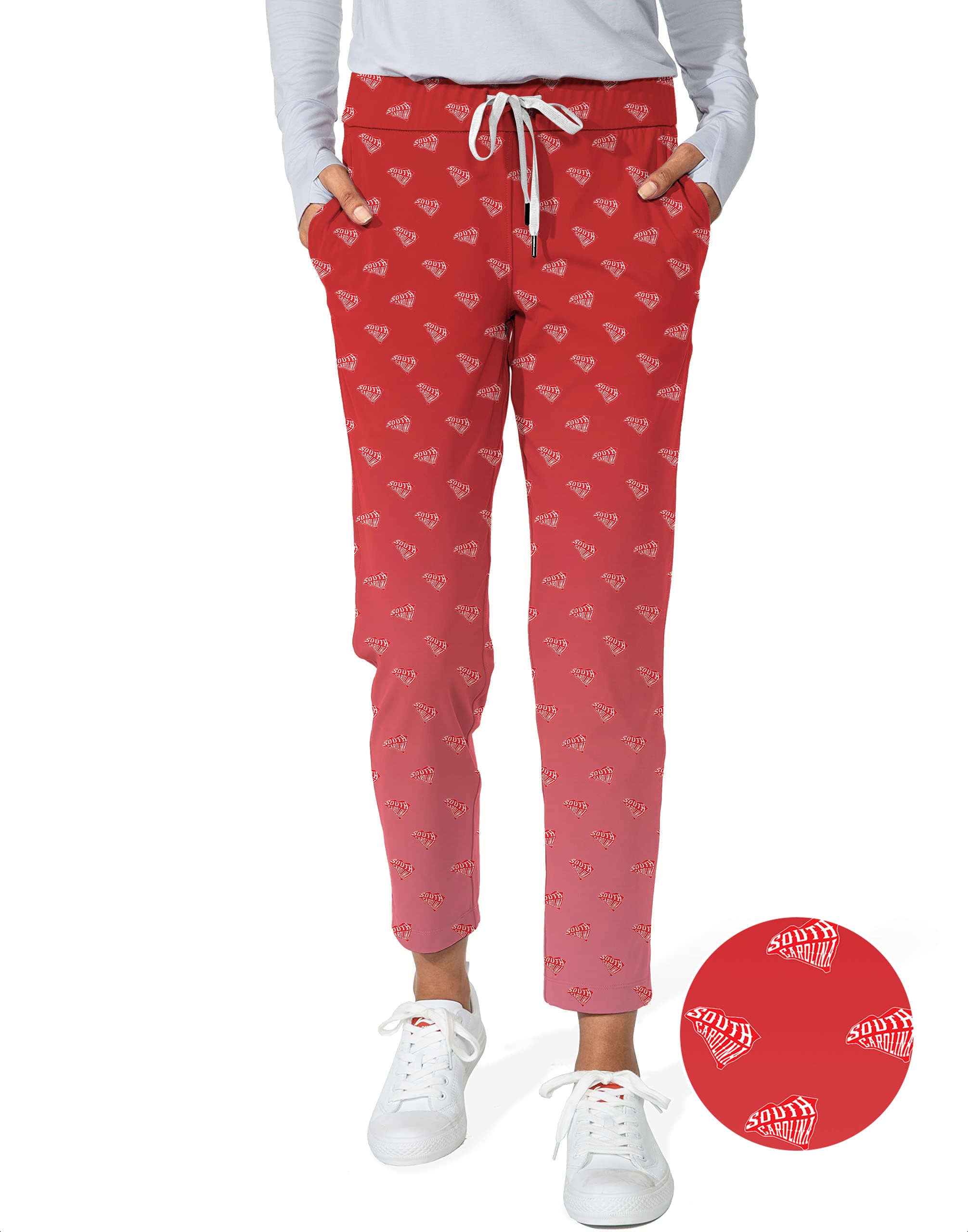 Red South Carolina Women's 7/8 Stretch Ankle Golf Pants