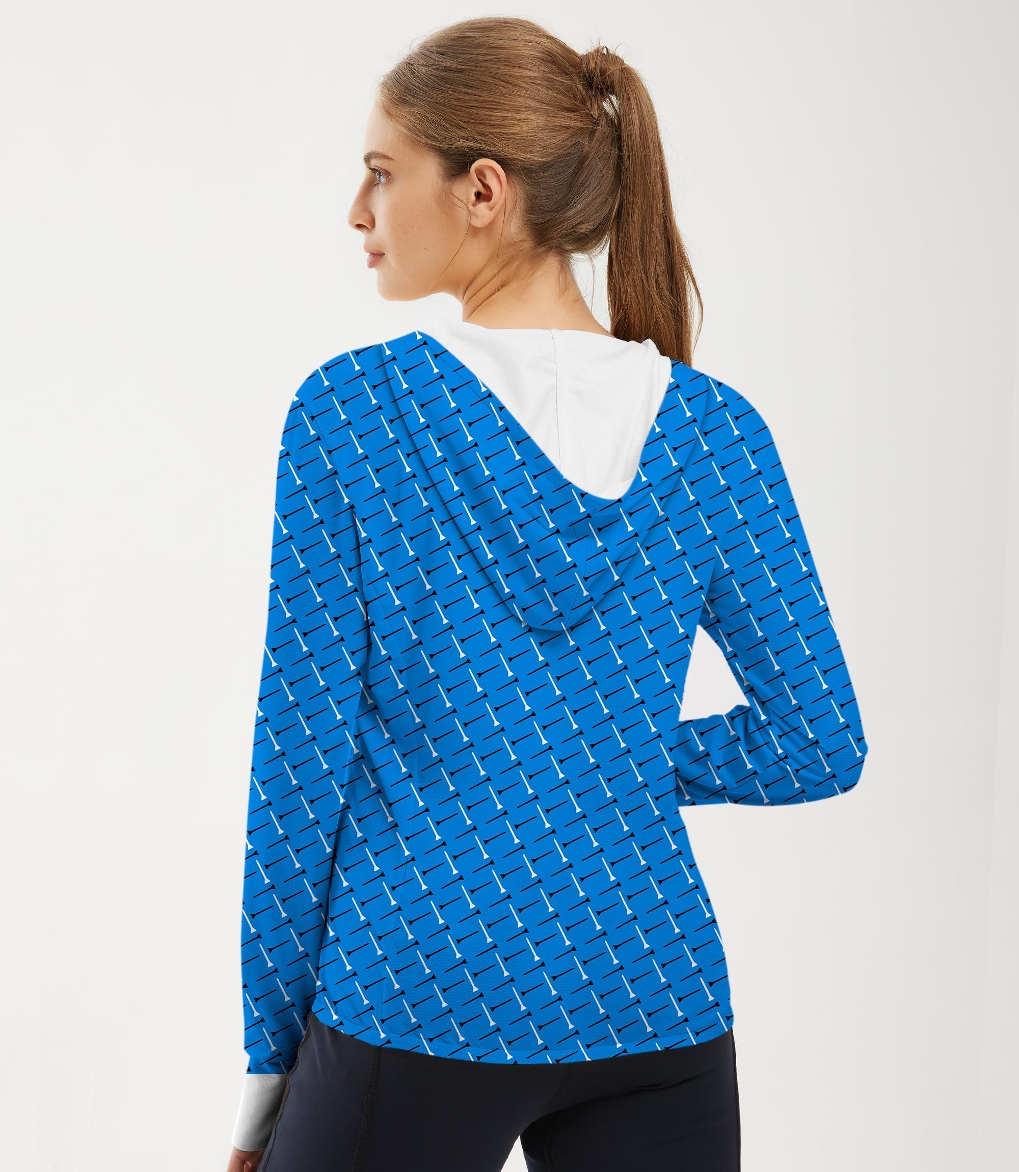 Women's outdoor custom slim fit zip hoodie with sun protection and breathable fabric