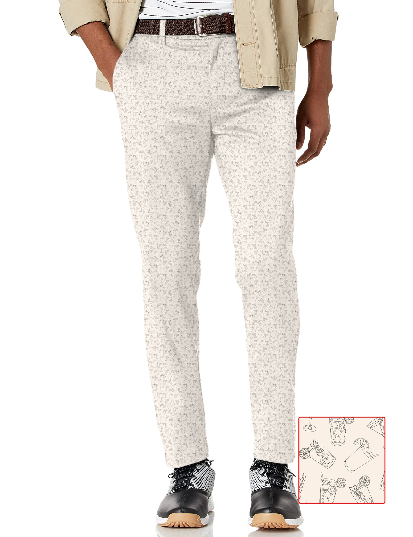 Men's beige juice stretch golf pants with moisture-wicking, wrinkle-resistant fabric and active waistband