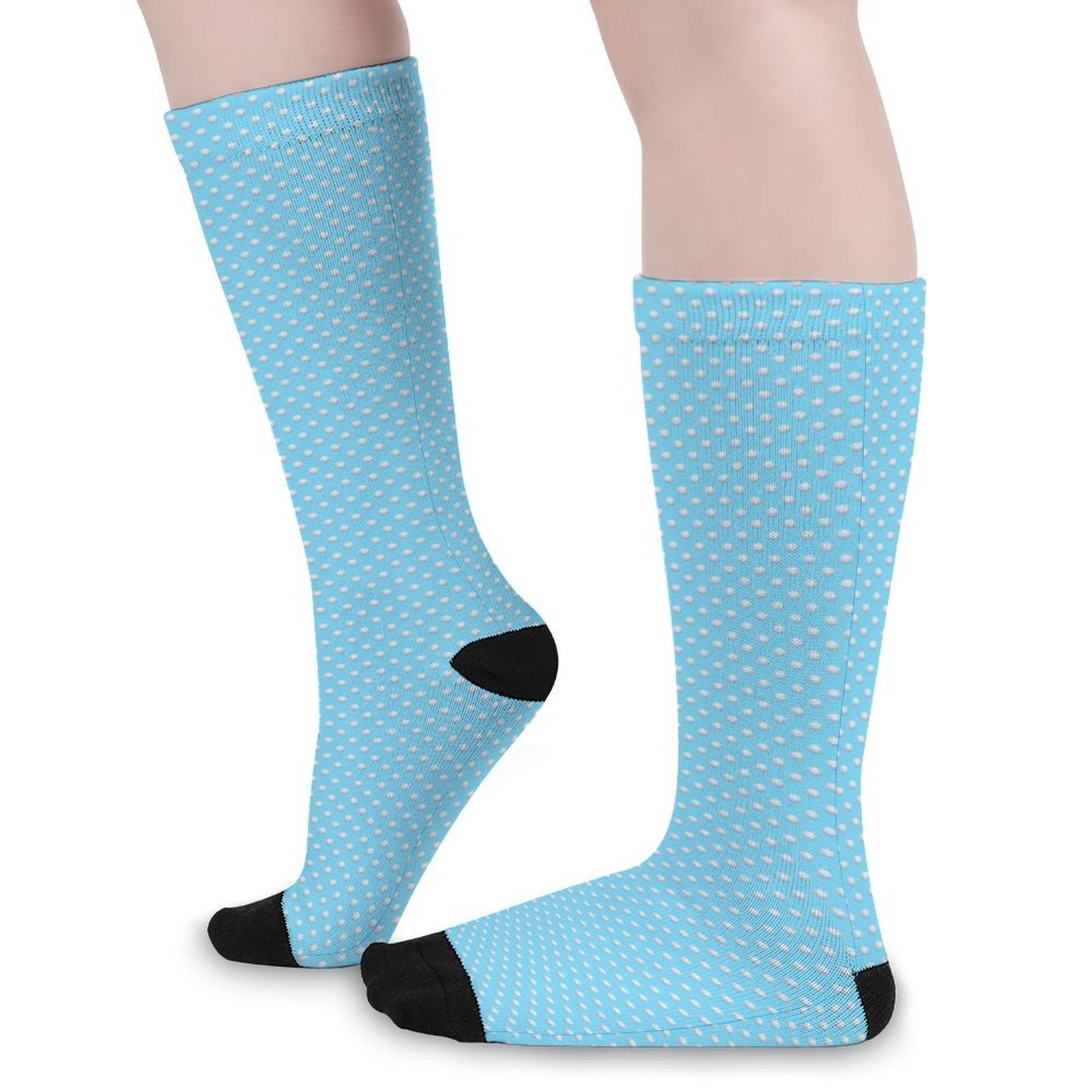 Blue golf ball printed crew socks with cushioned sole for men and women gift idea