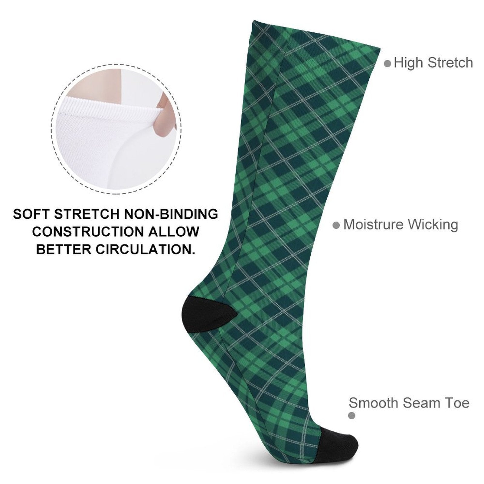 Green grid Prined socks Gifts for Men Women