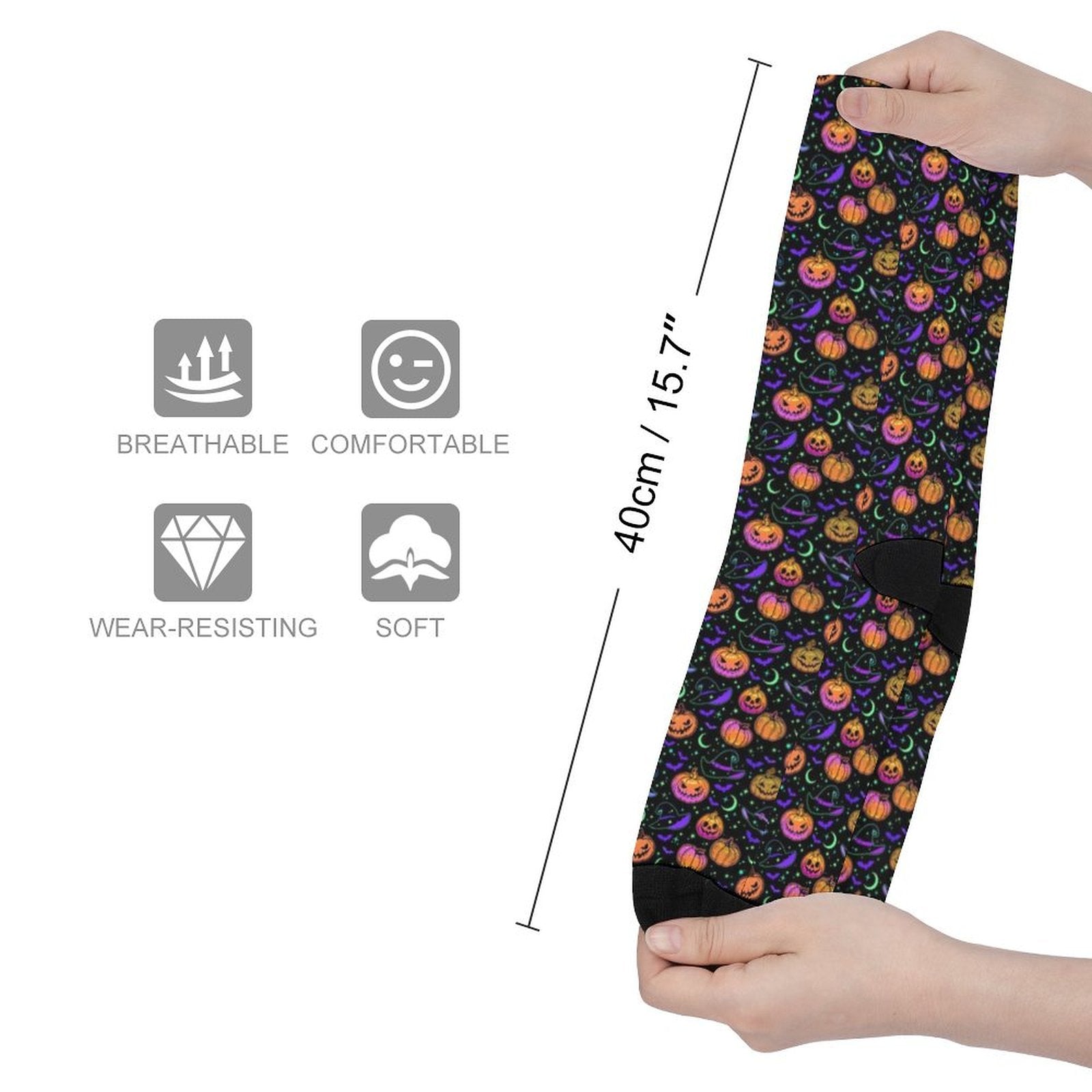 Neon Magical Pumpkin Prined socks Gifts for Men Women