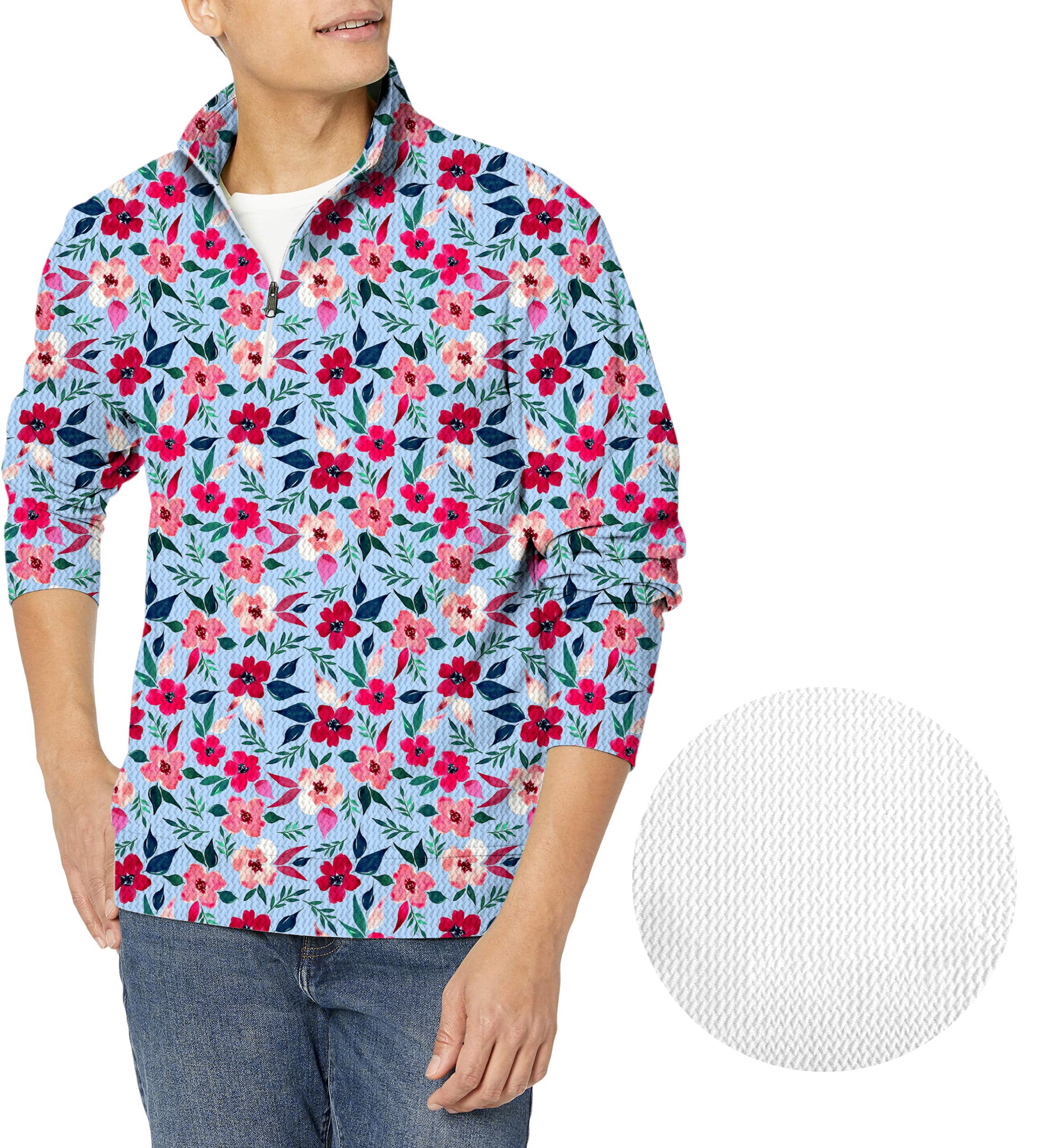 Tropical flowers-Men's Golf Waffle Zipper Pullover