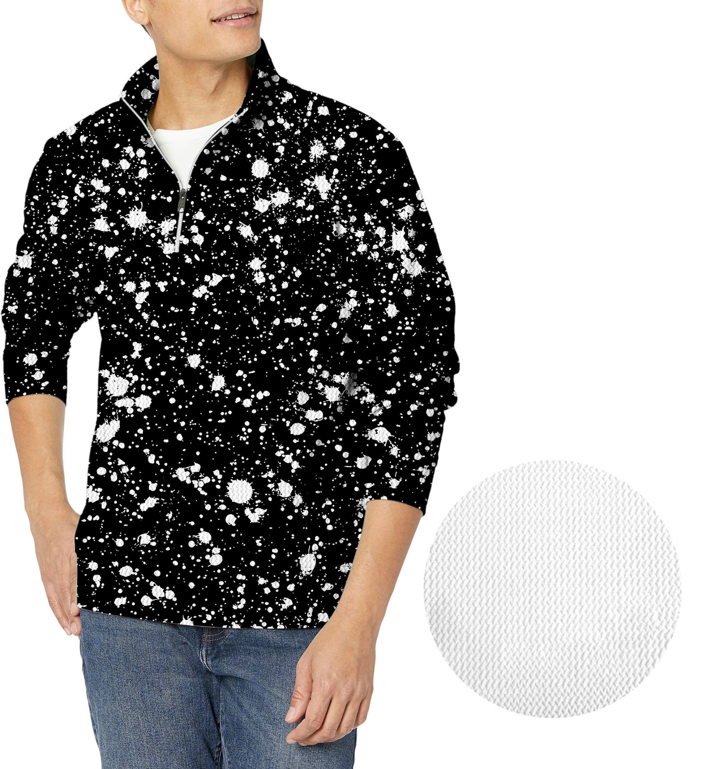 ZEBRA SPLATTER-Men's Golf Waffle Zipper Pullover