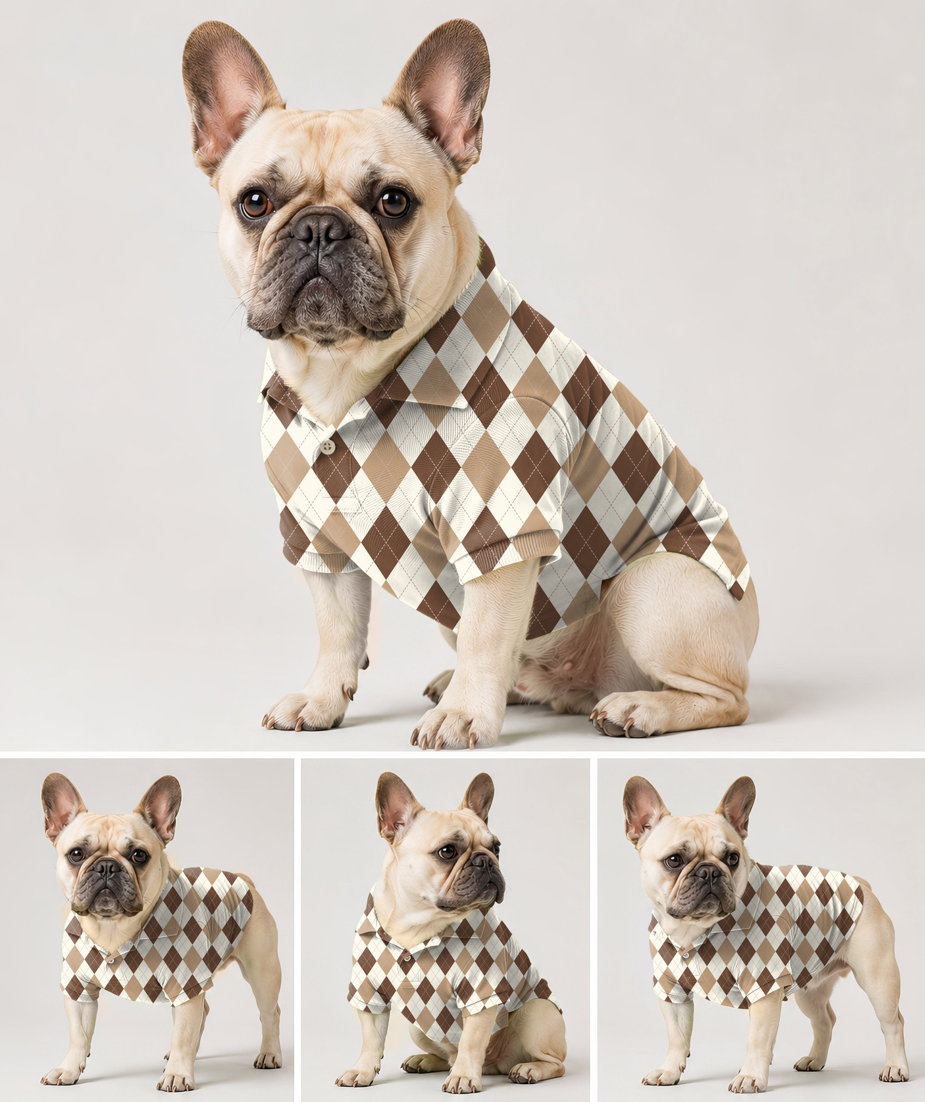 Dog's brown Argyle Polo
