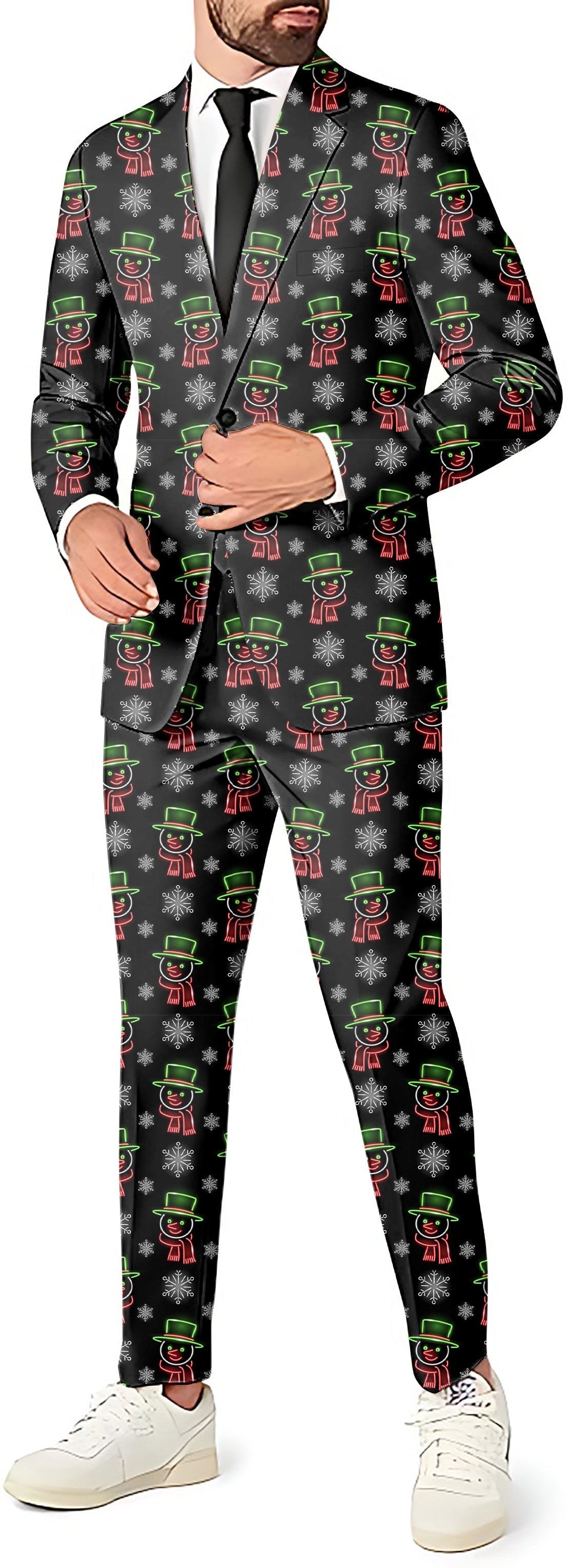 Neon Snowman Men's Party Costumes-Theme Party 3pcs Suit set-Blazer Pants &  Vest