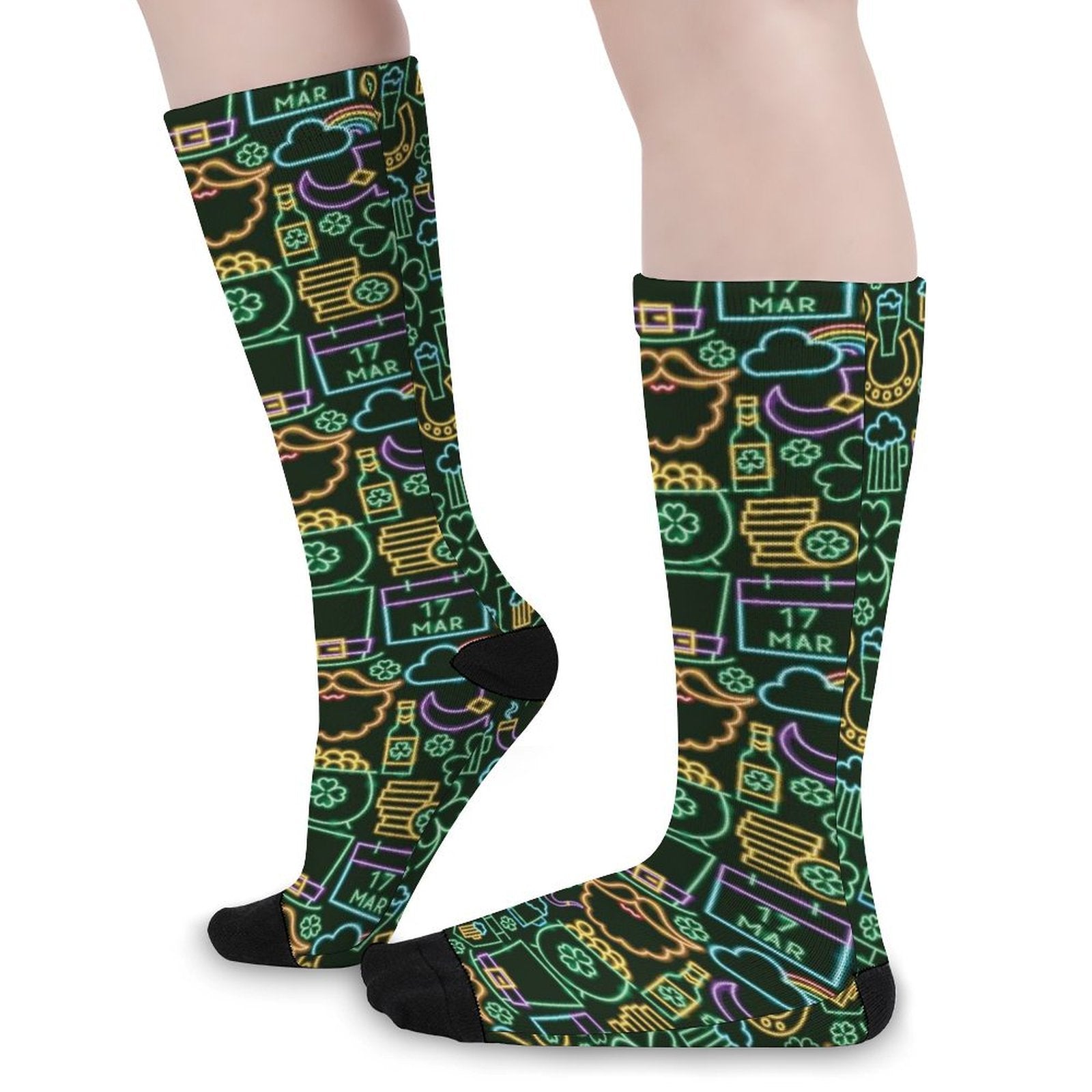 Neon Saint Pattys Party Prined socks Gifts for Men Women