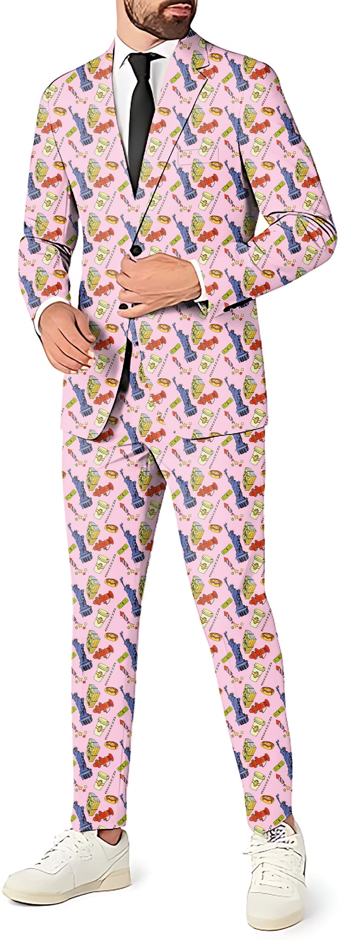 Liberty themed men's slim fit blazer, pants, and vest party costume suit set