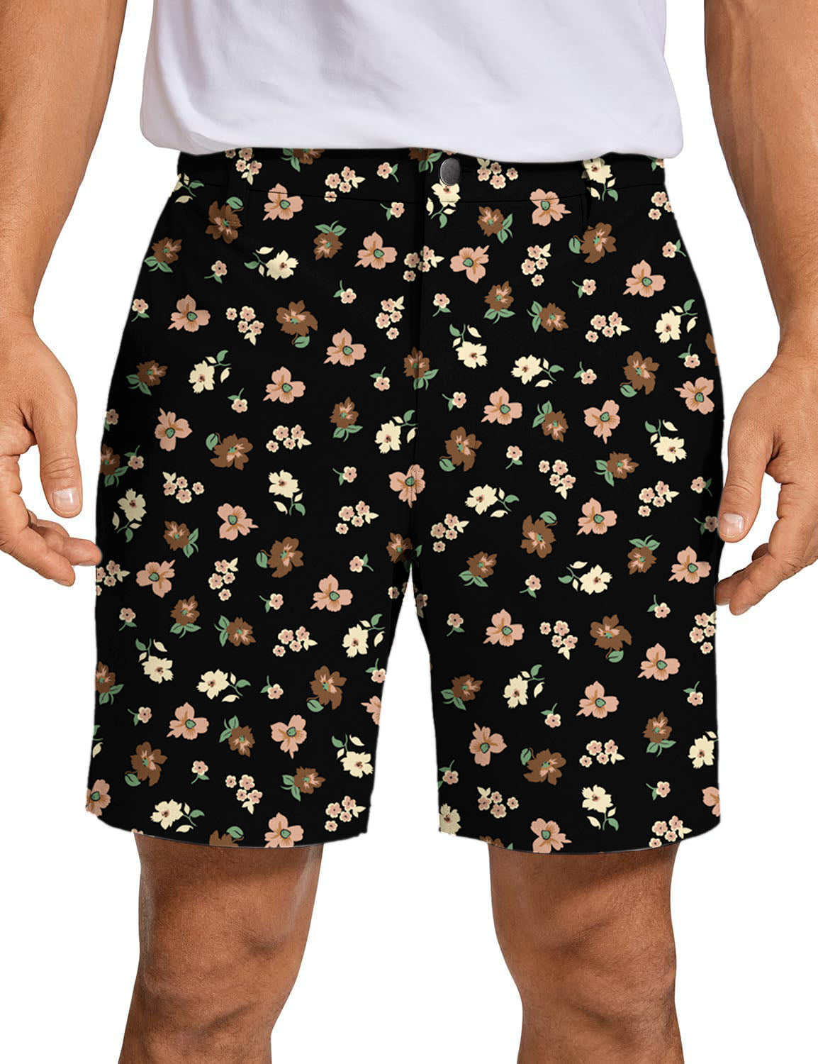 Men black flower Golf Shorts