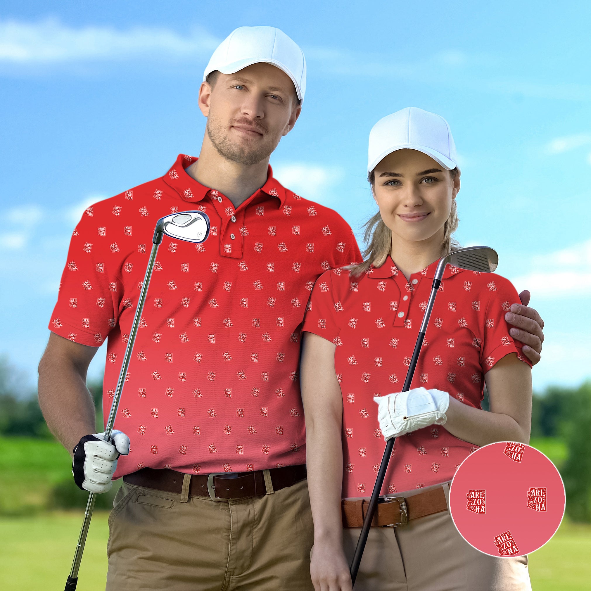 Couple Red Arizona set Golf Championship Trophy tournament