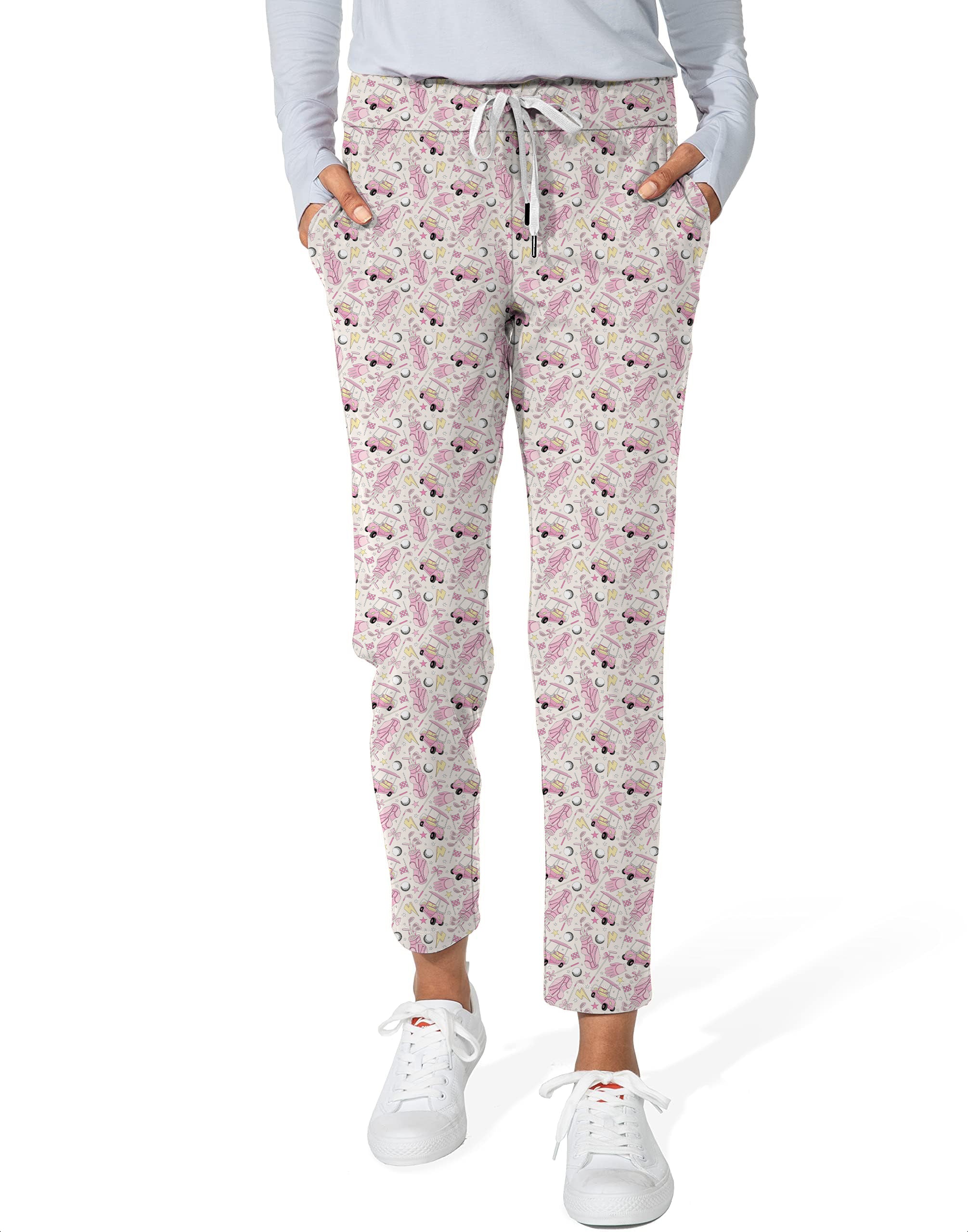 Pink Golf Cartoon Women's 7/8 Stretch Ankle Golf Pants
