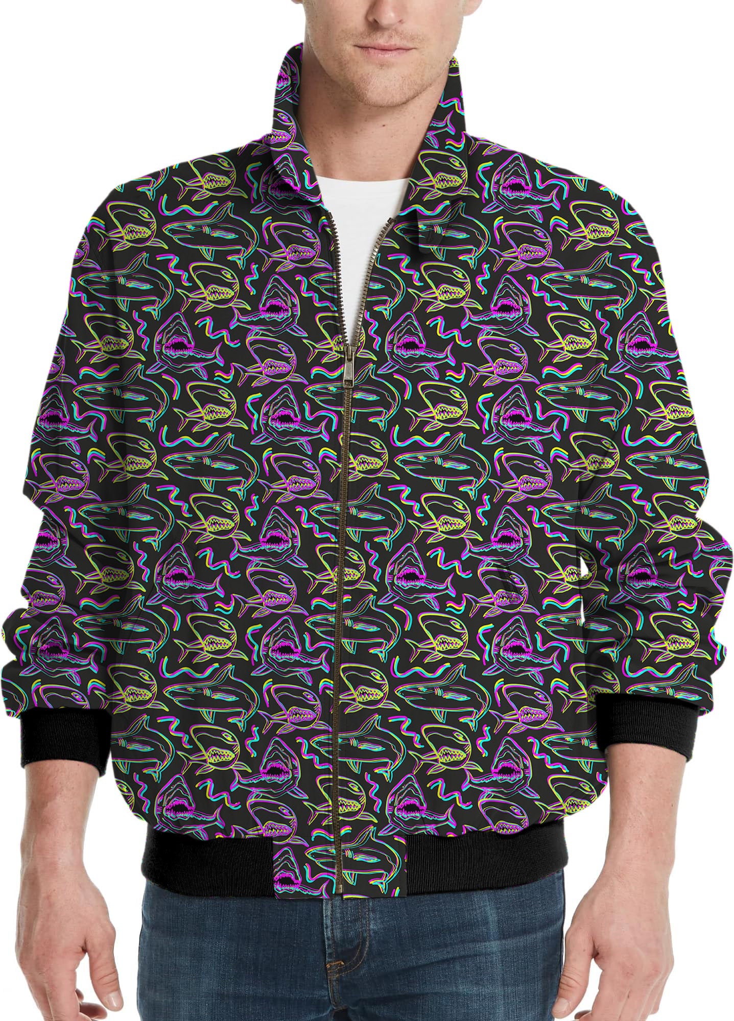 Neon Sharks-Men's Golf Windbreaker Light Jacket