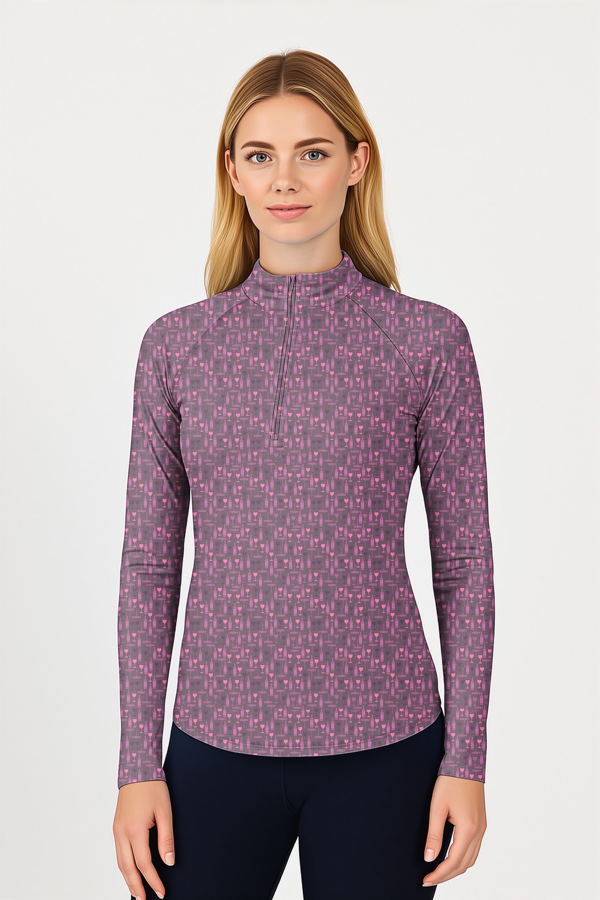 Wine Life Women's Golf Active 3/4 Zip Top Long Sleeves