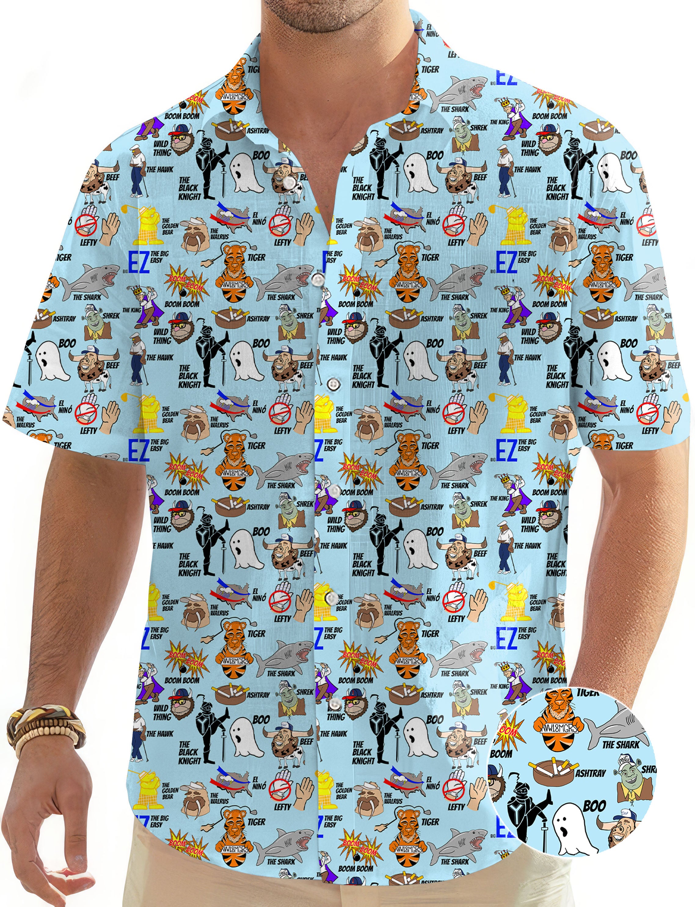 Professional Nicknames Big EZ Men's Golf Hawaiian Shirts Button Down Shirt