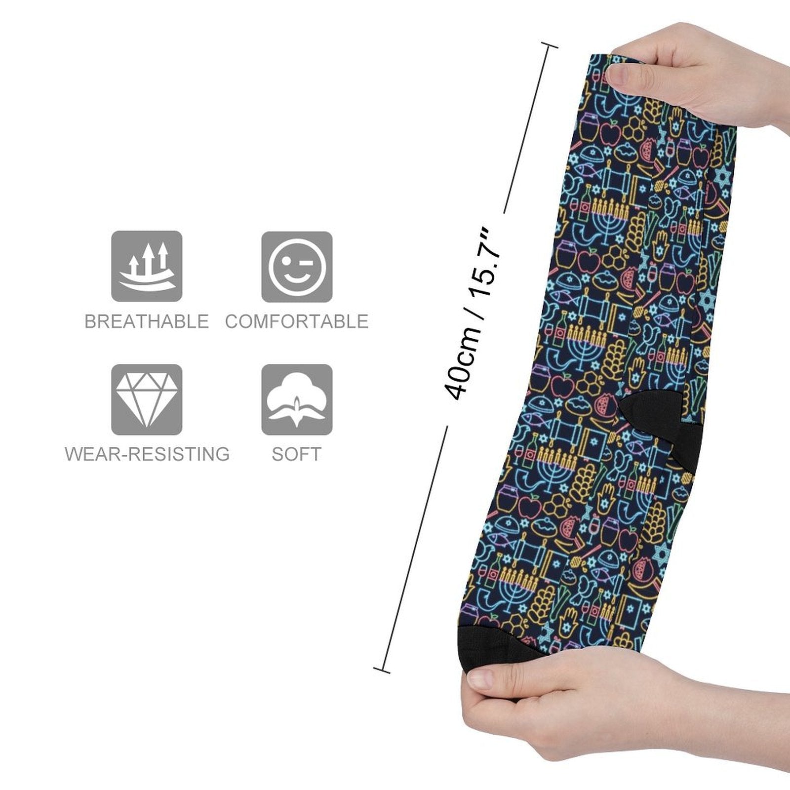 Neon Rosh Hasanah Prined socks Gifts for Men Women
