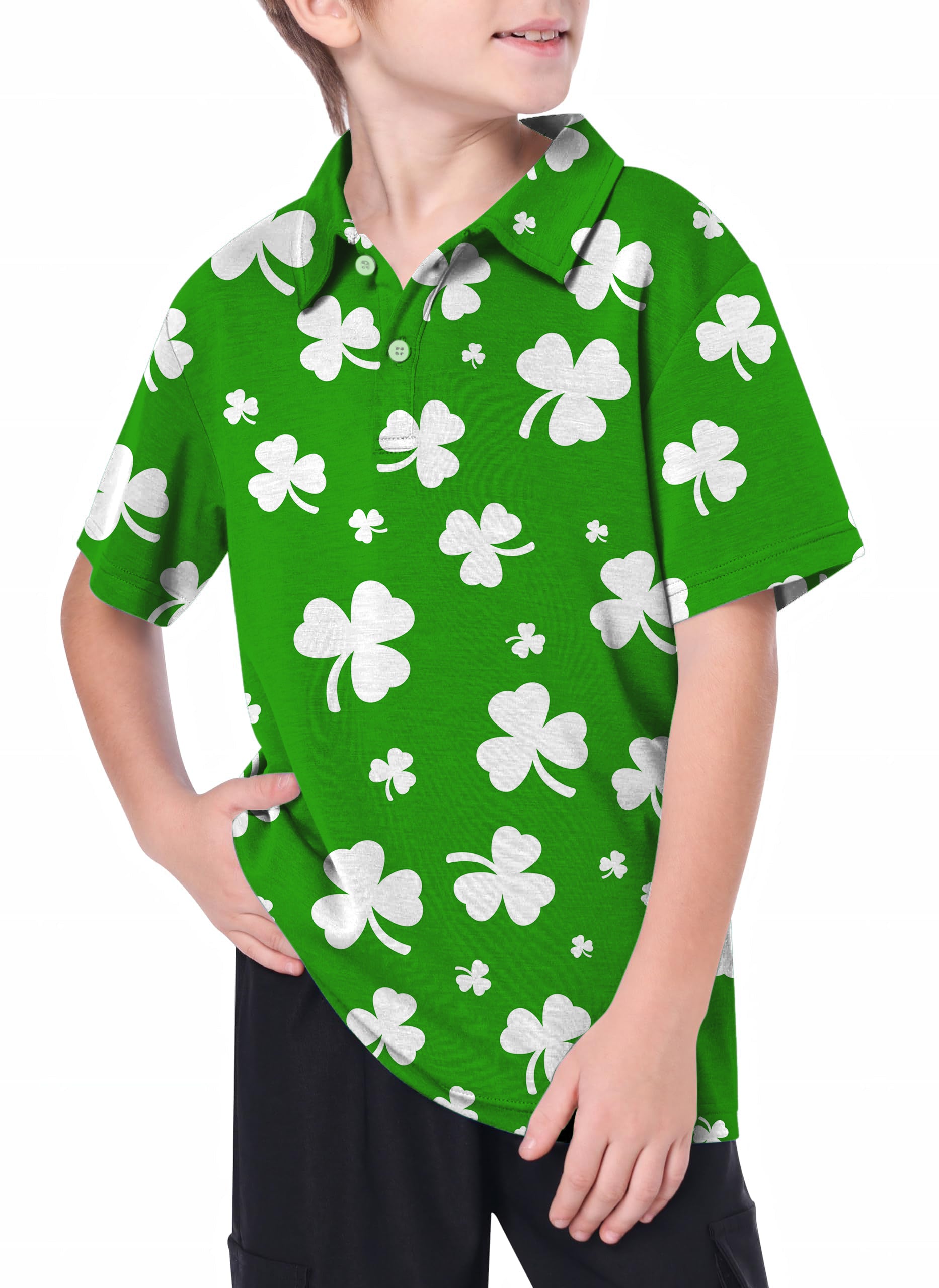 Youth Leaf clover St. Patrick's Day Golf Polo