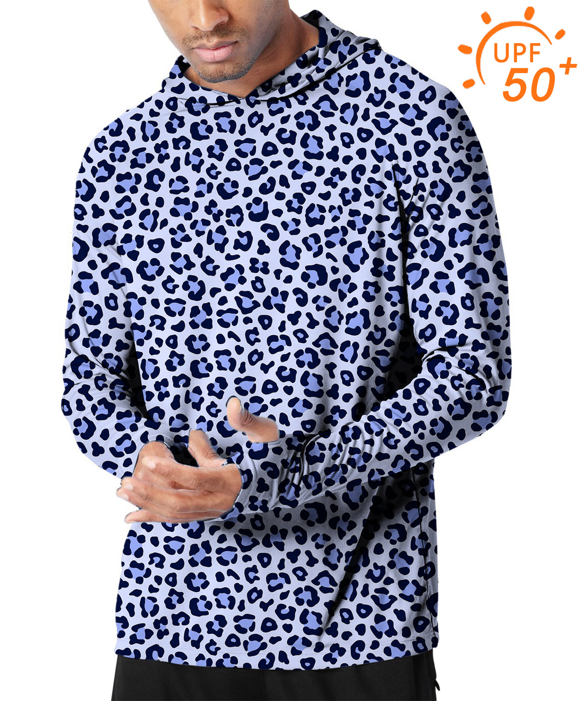 Men's Outdoor purple leopard print Golf Sun Protection Loose Fit hoodies