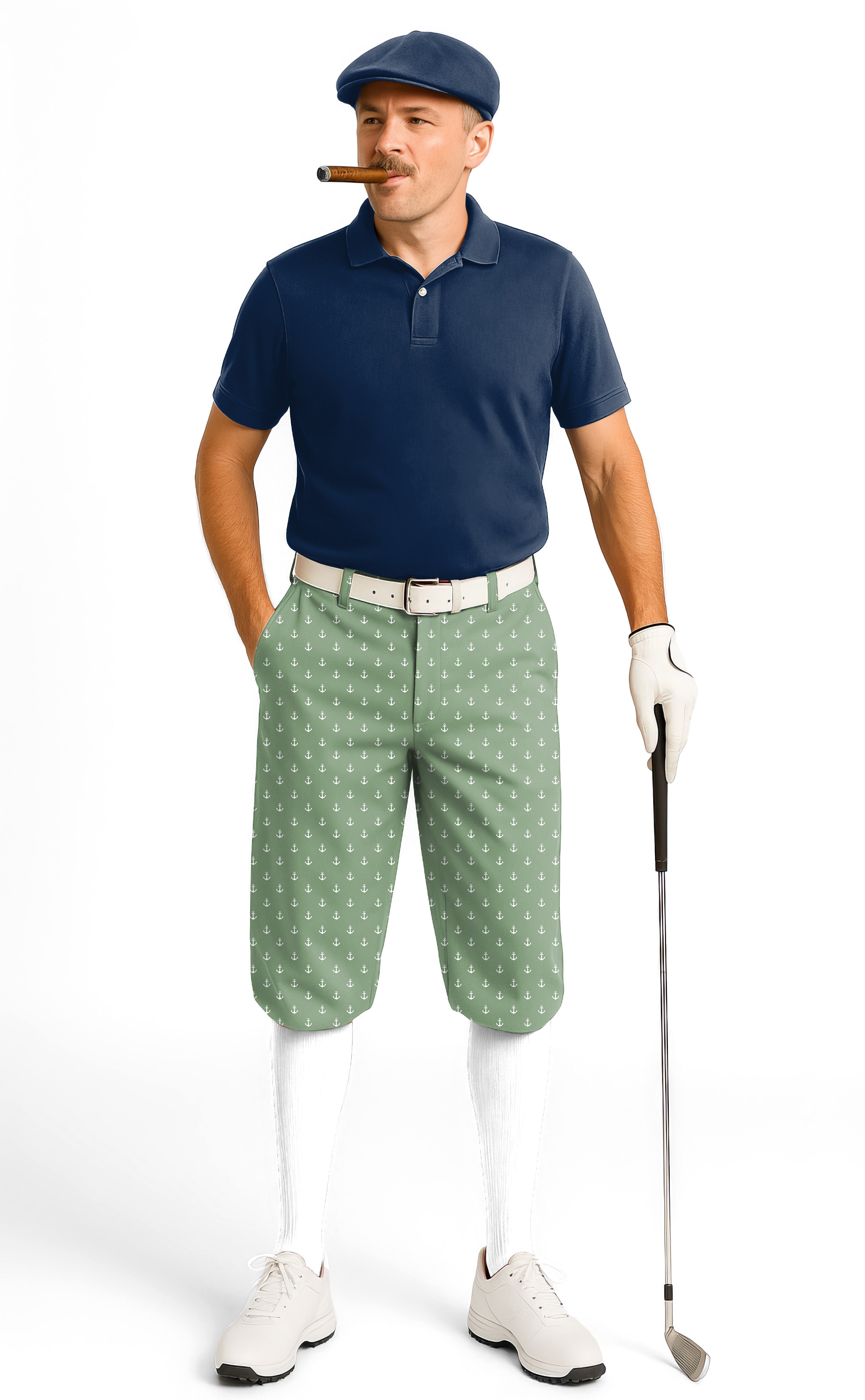 Grass Green Anchor Men's Golf Knickers Pants