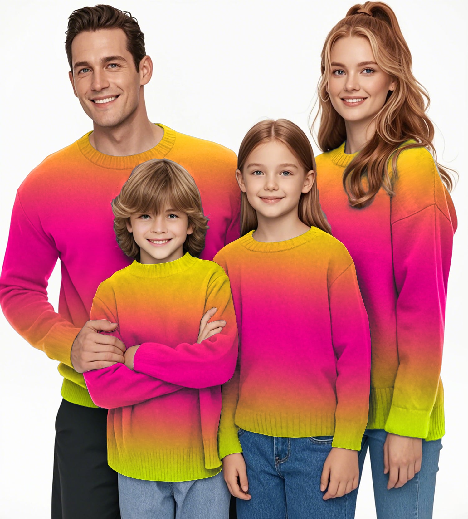 Neon Gradients Crewneck Pullover Ugly Sweater Men Women boy girl family