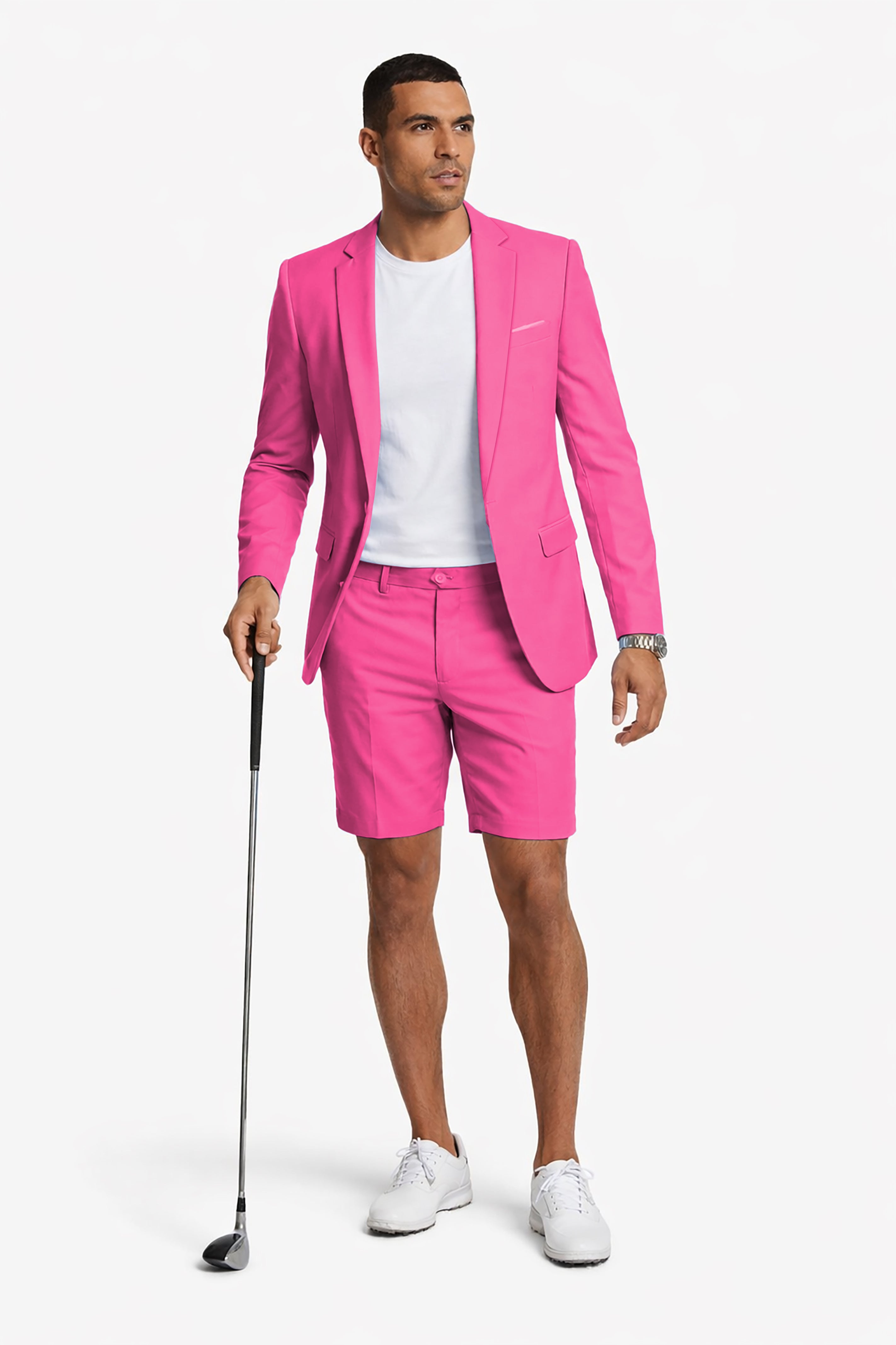pure fuchsia Men's Party Costumes-Theme Party 2pcs Suit set-Blazer Shorts