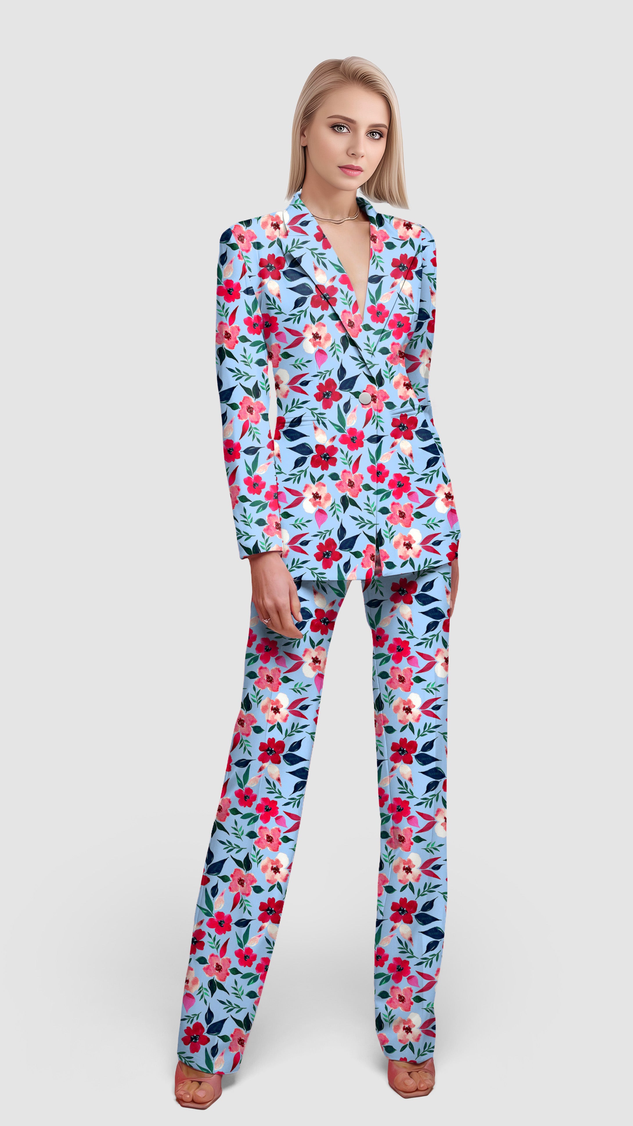 Tropical flowers-Women's Blazer Casual Work Office Blazer Suit set
