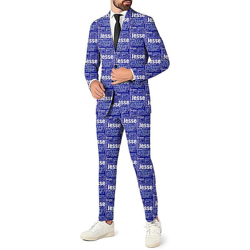 Custom Repeat Men's Party Costume Suit Set with Personalized Name Blazer Pants and Vest