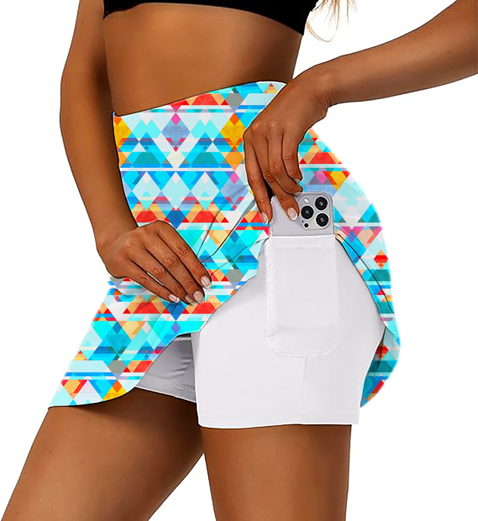 Geometric lattice Women's Athletic Golf Skorts Flared Skirts