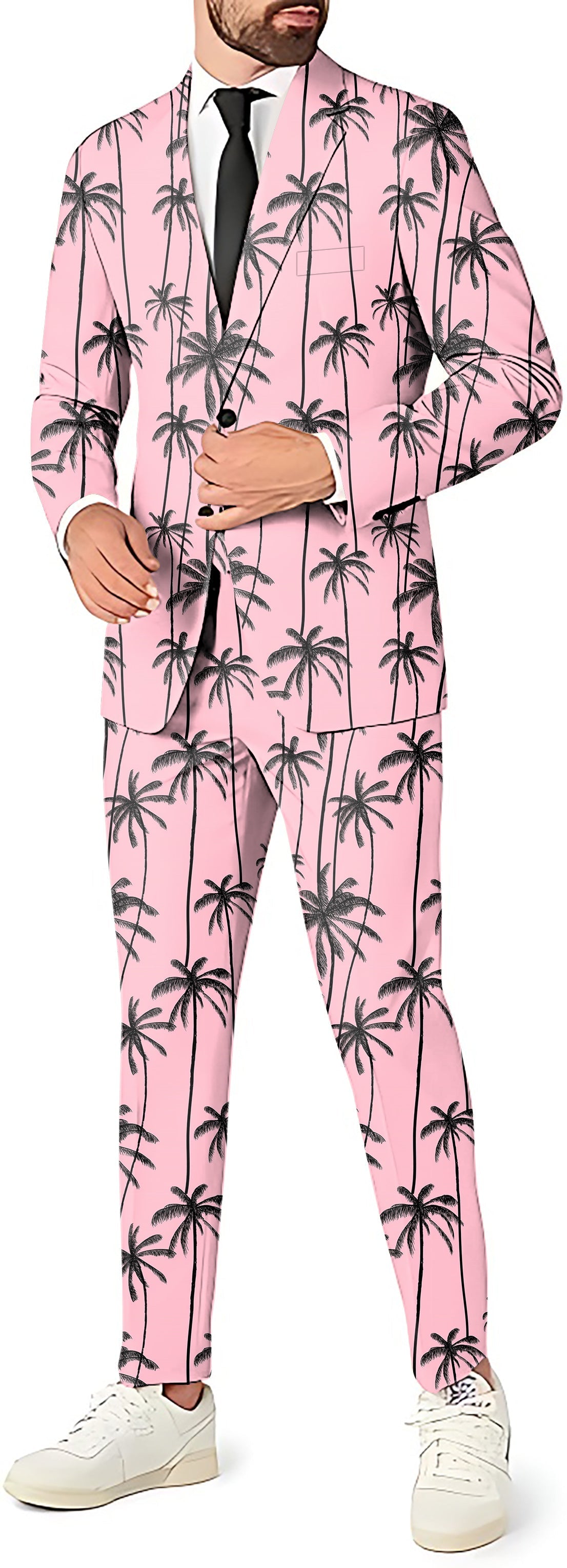 Miami Palms men's pink blazer and pants tropical palm tree party suit