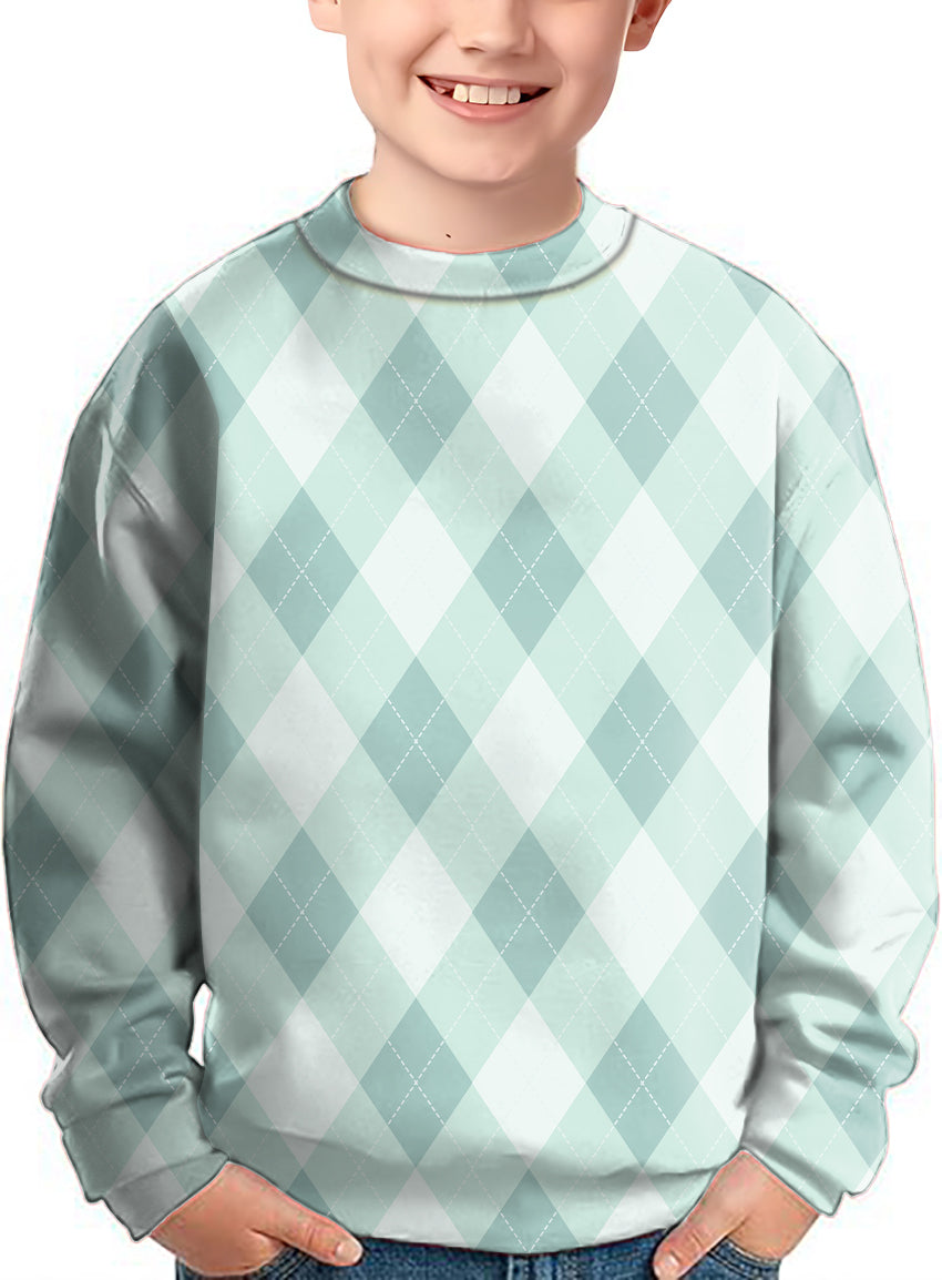 Green Argyle Crewneck Pullover Kids Ugly Sweater