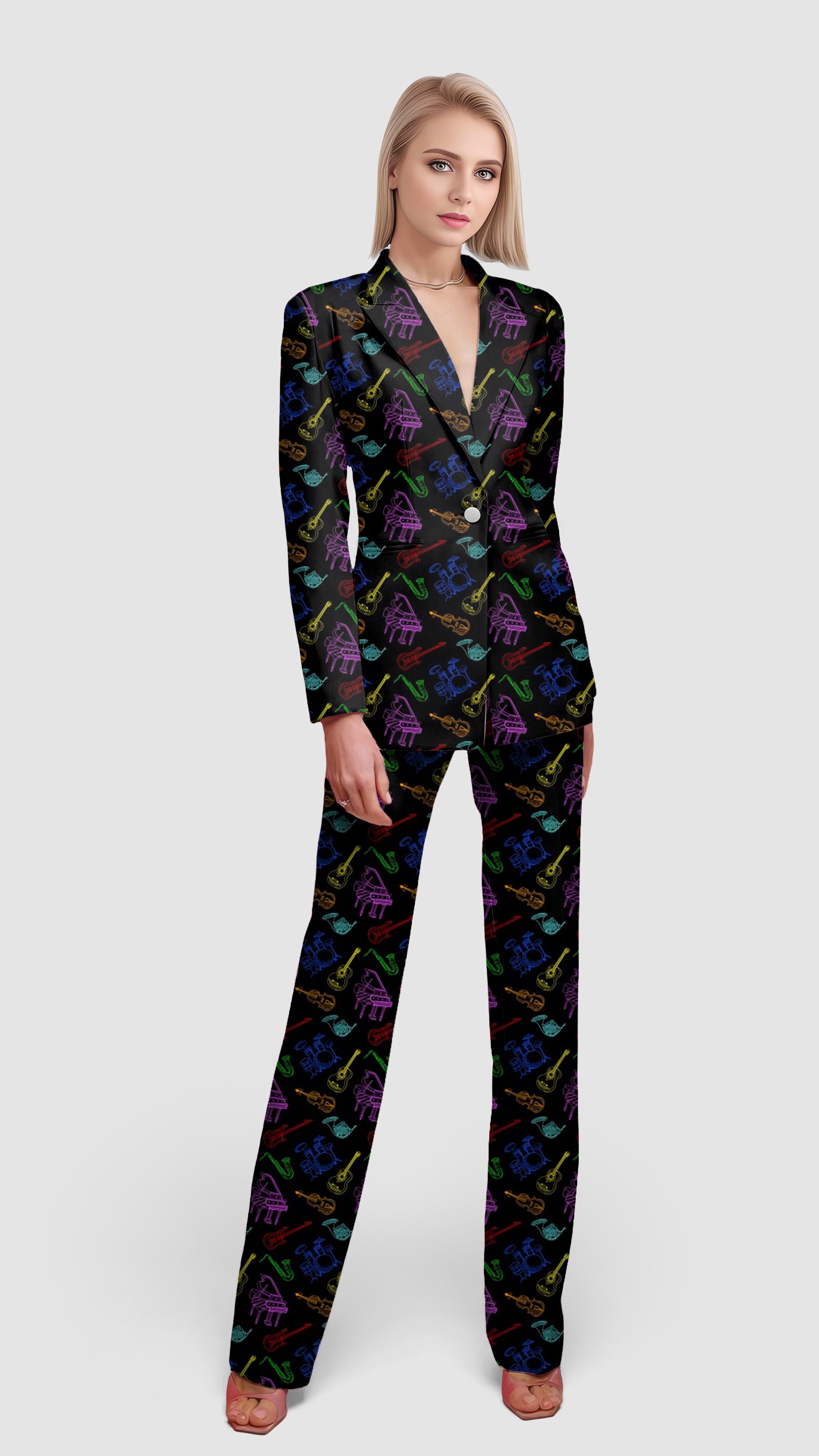 musical instrument-Women's Blazer Casual Work Office Blazer Suit set