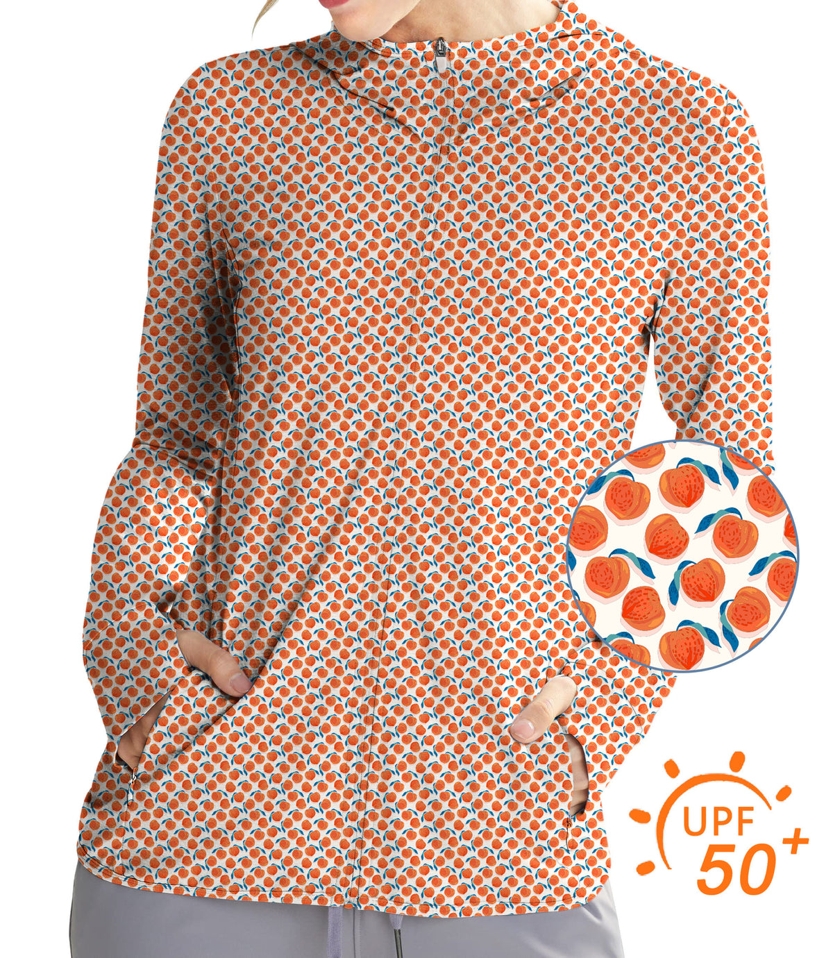 Women's Outdoor momo peach Golf Sun Protection Slim Fit zip hoodies
