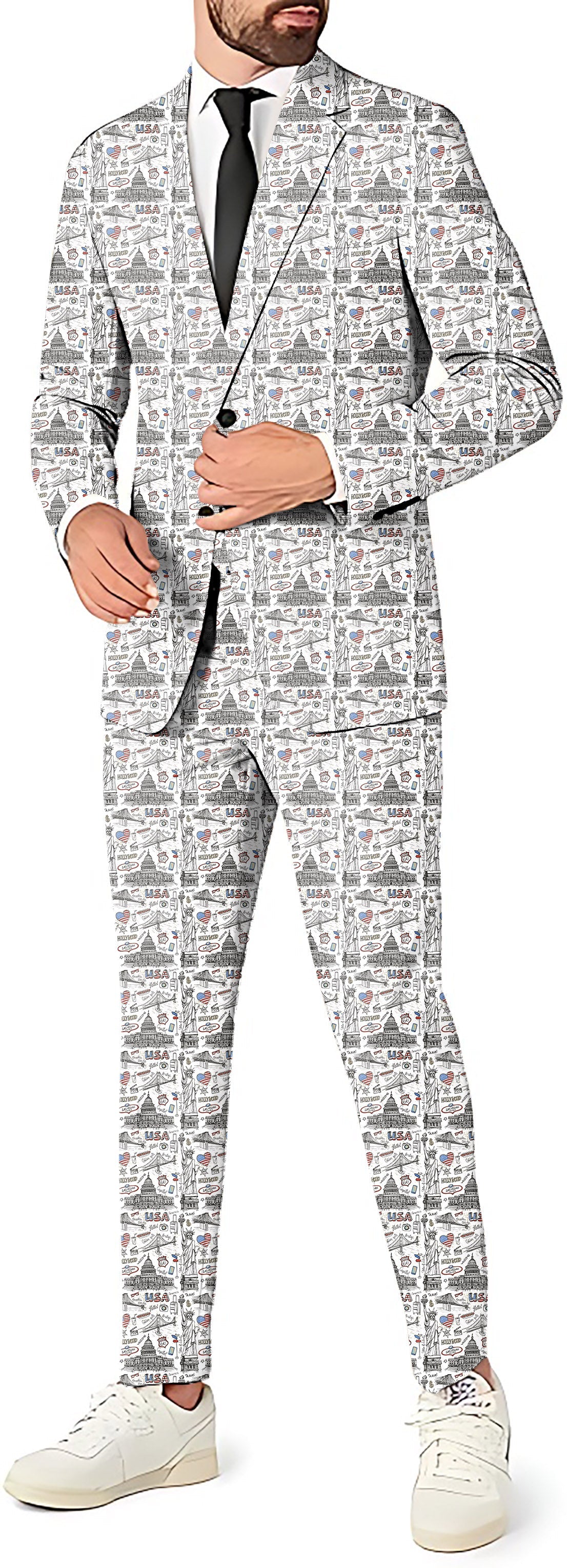 American travel men's 3pcs party suit set with blazer, pants, and vest in slim fit design