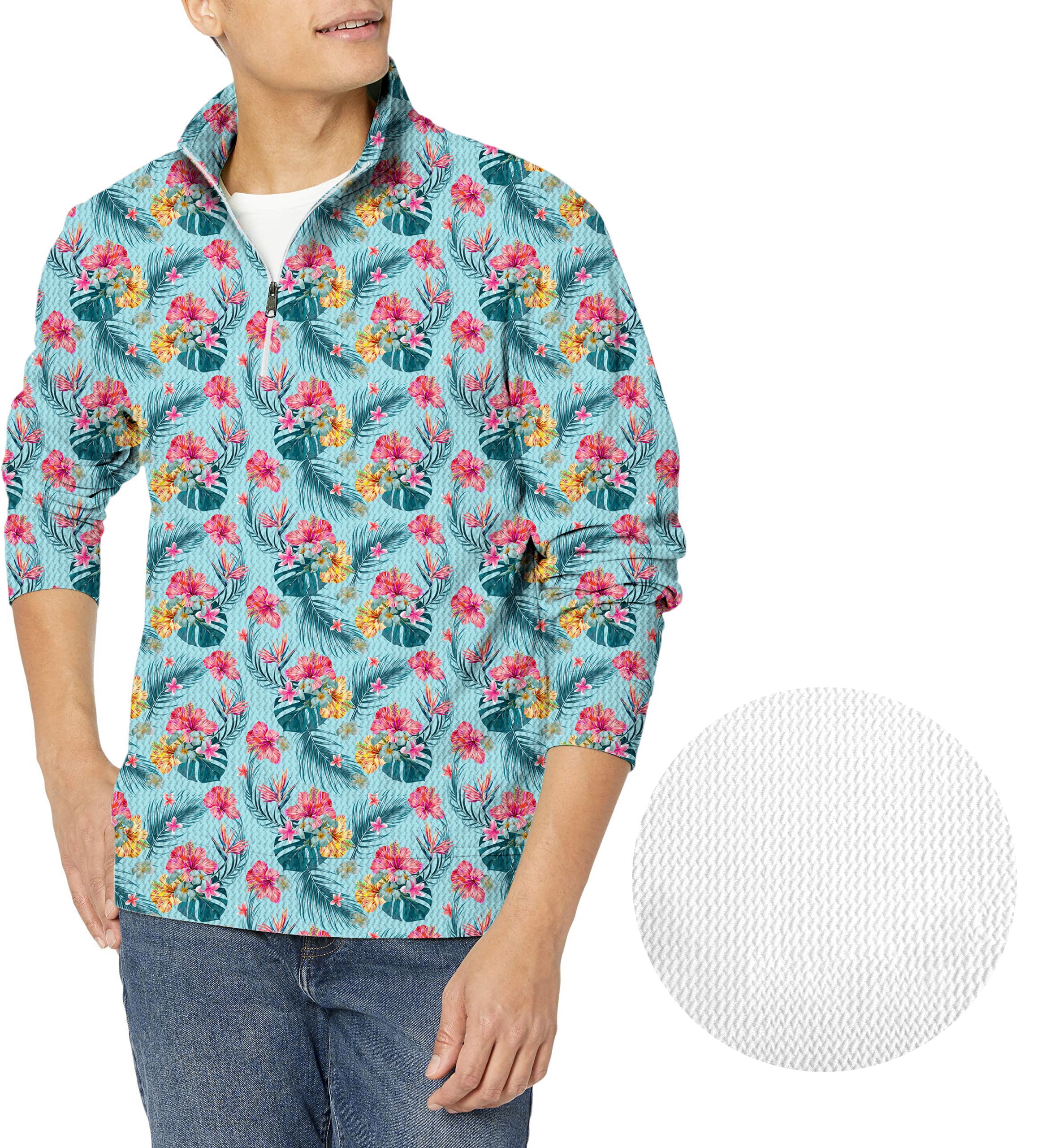Tropics-Men's Golf Waffle Zipper Pullover