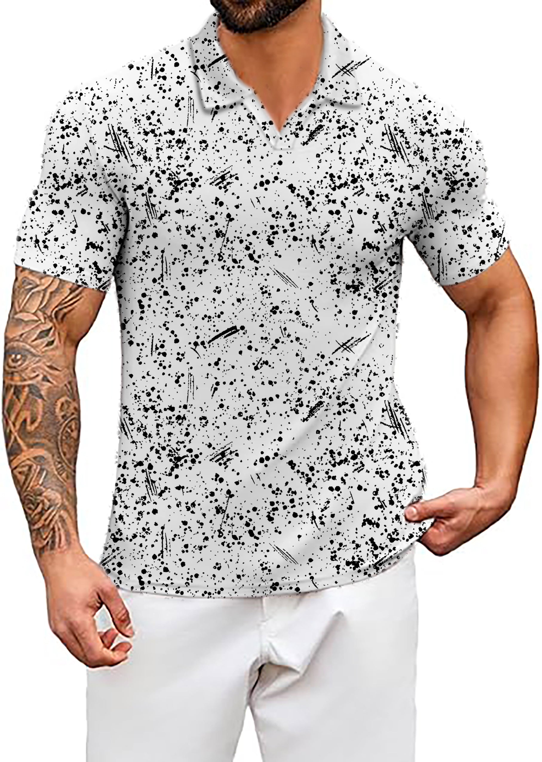 Men's Cookies & Cream V Neck Golf Polo Shirts