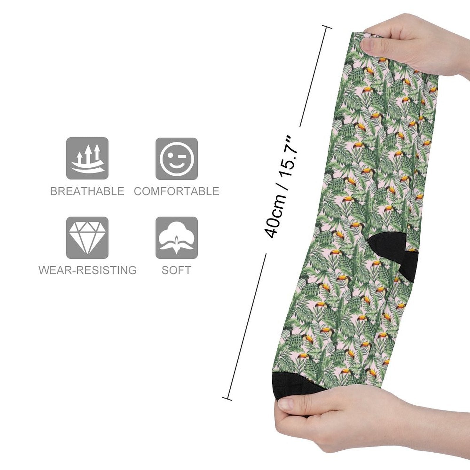 Flamingo green leaves Prined socks Gifts for Men Women