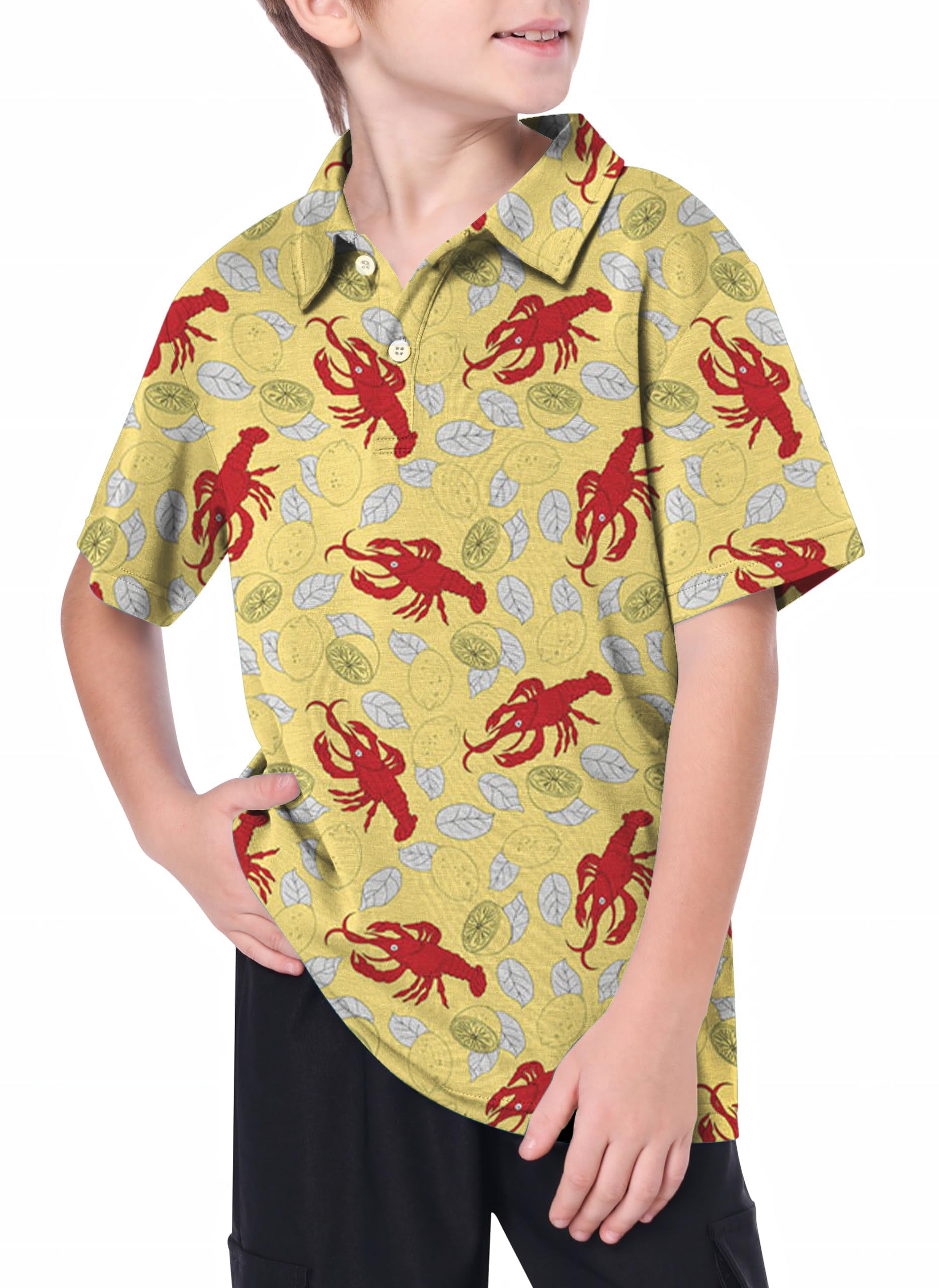Youth Yellow-Crawfish-Lemon Golf Polo