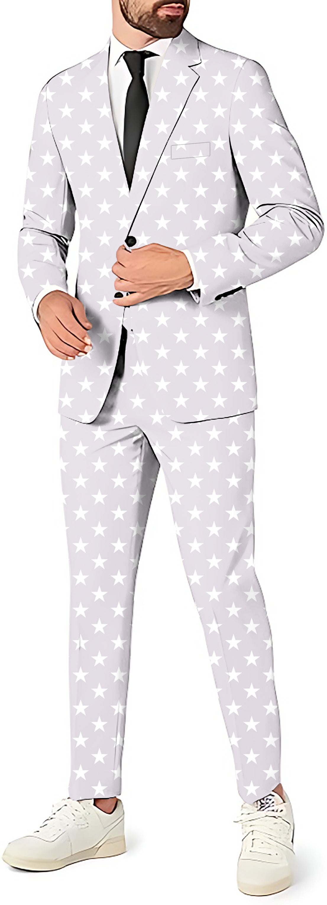 American Stripes men's party suit with star pattern blazer and pants set