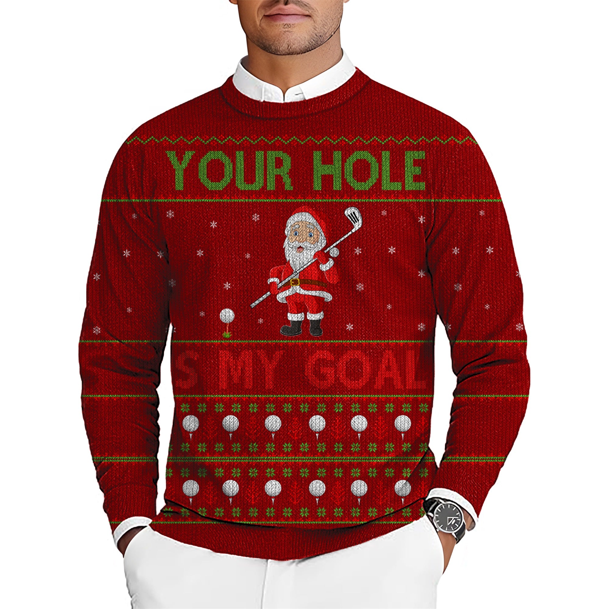 Golf Christmas goal Men's Golf Crewneck Pullover Sweaters Ugly Sweater