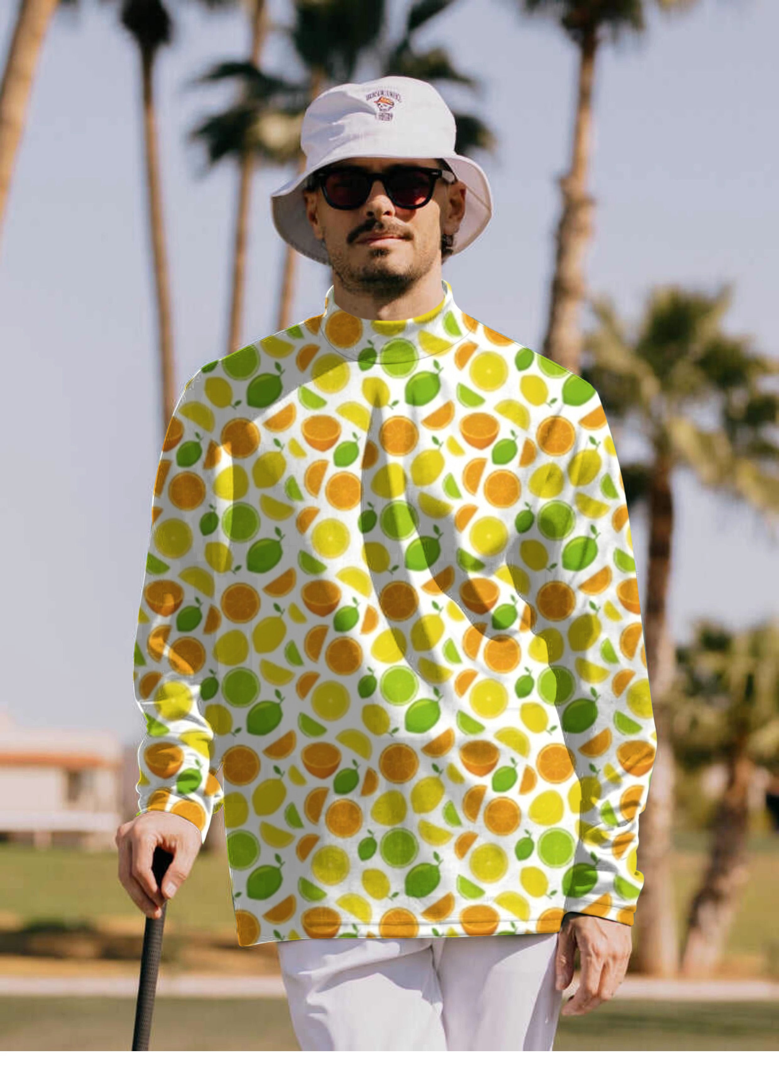 Men's Summer Lemon Pullover High neck Long/Short sleeve T-Shirt