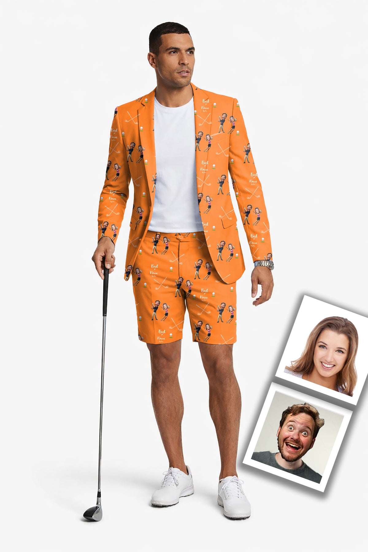 Custom Couple Photo Face & Name Men's Party Costumes-Theme Party 2pcs Suit set-Blazer Shorts