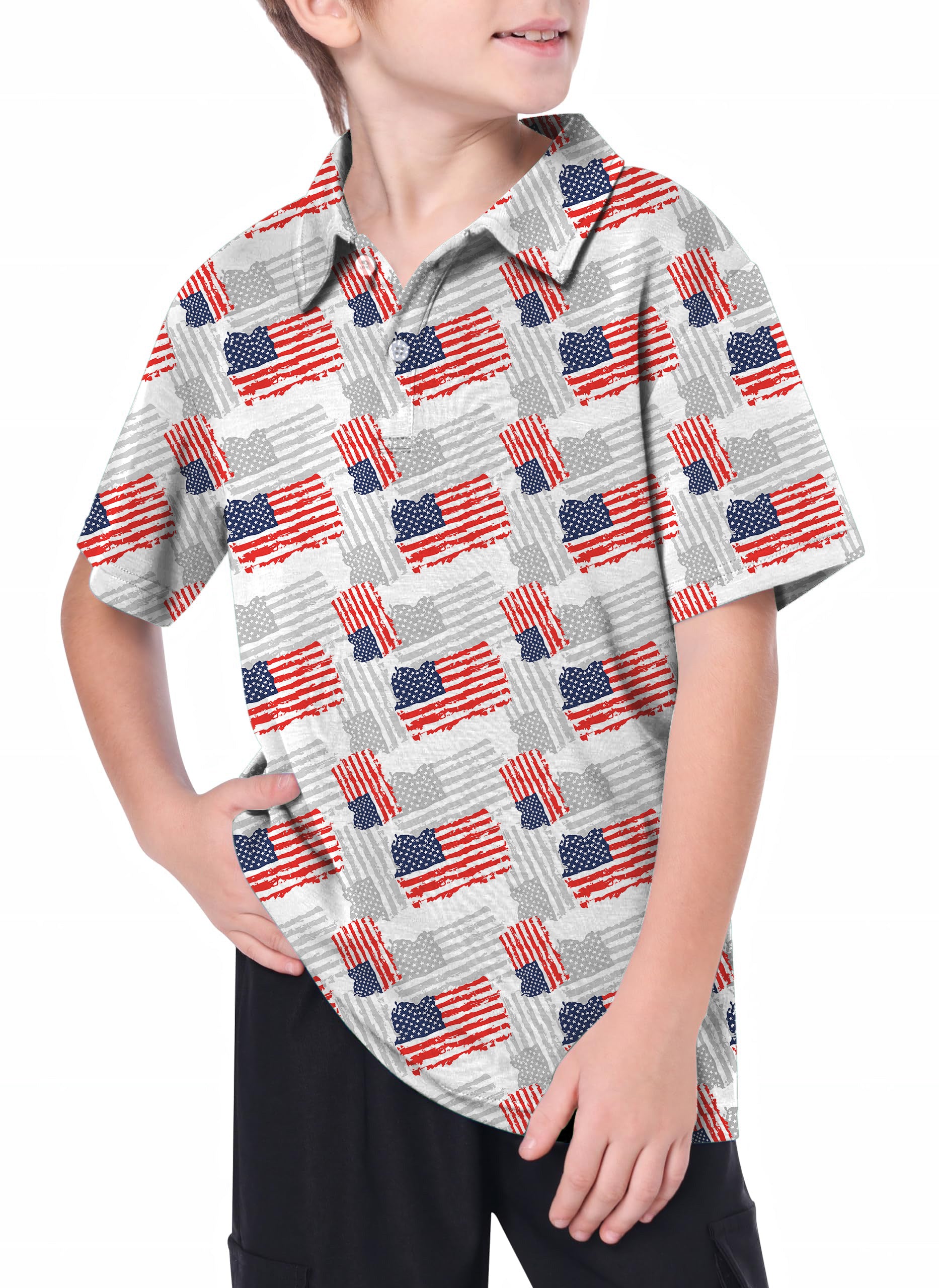 Youth American flag Golf Polo